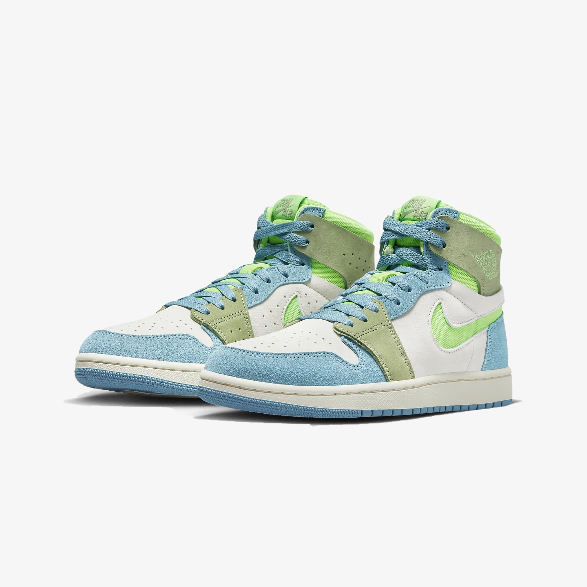 Jordan | AIR JORDAN 1 ZOOM CMFT 2 { CERULEAN/GREEN STRIKE-OIL GREEN-PHANTOM