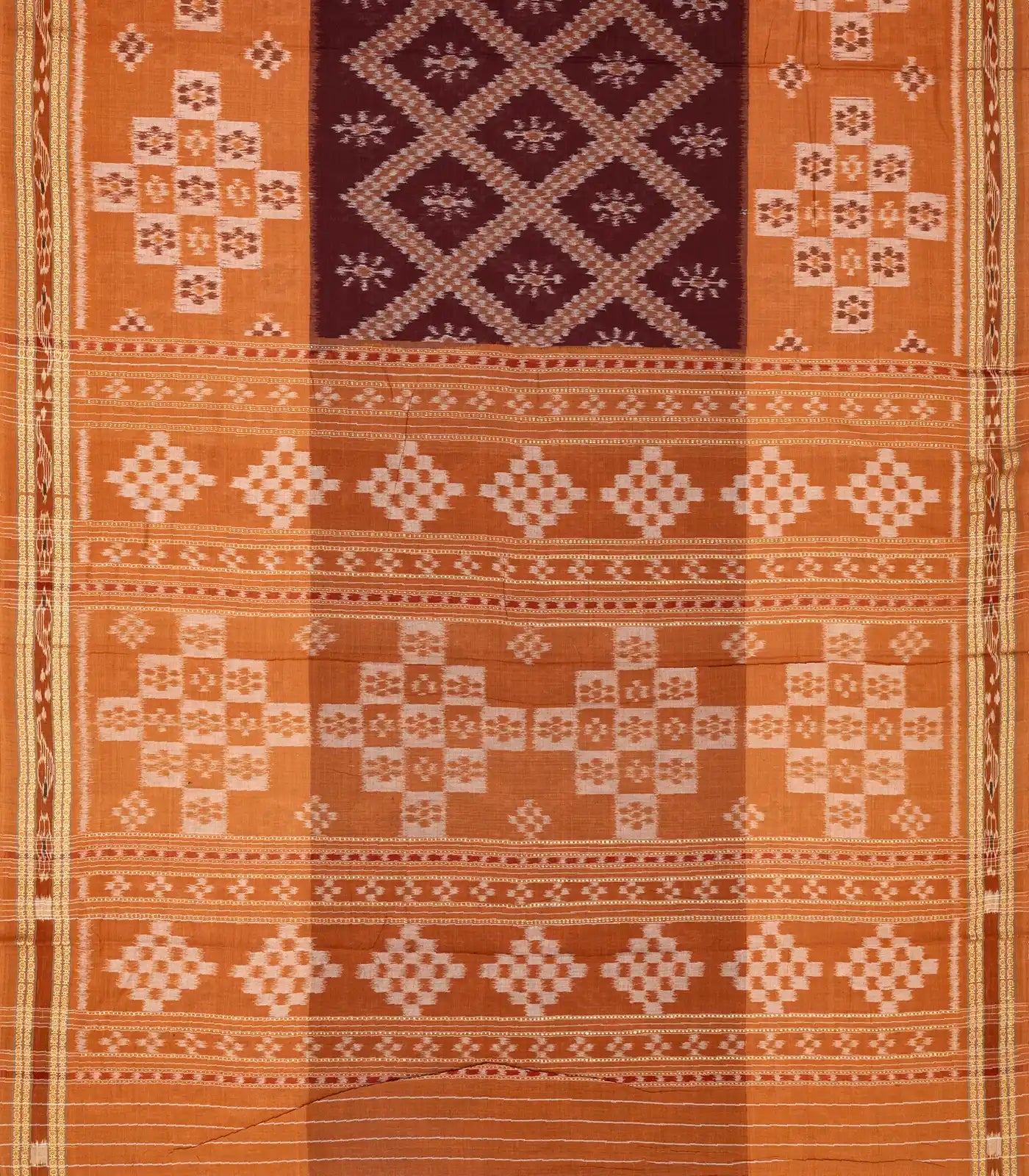 RmKV Maroon Handloom Orissa Cotton Saree With Beige Border - view 2