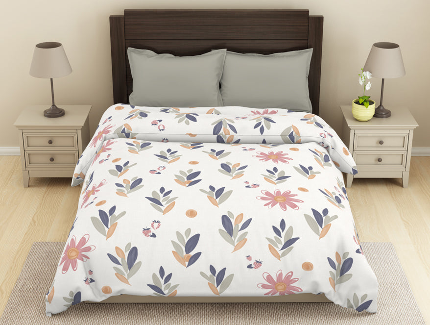 Floral white blue – Spaces India Floral White/Blue Microfiber Shell Double Dohar - Welspun Dohar By Welspun-1065398