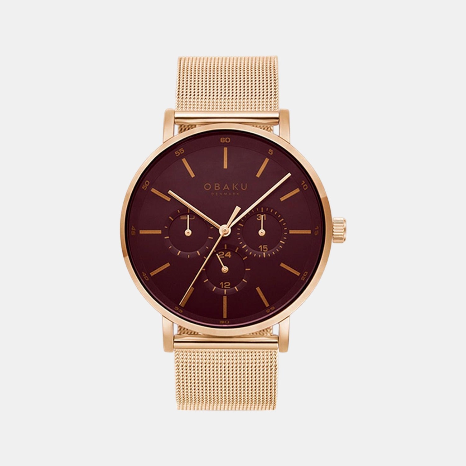 Obaku Ege Ruby Men Quartz Brown Dial Analog Stainless Steel Watch V246GMVDMV