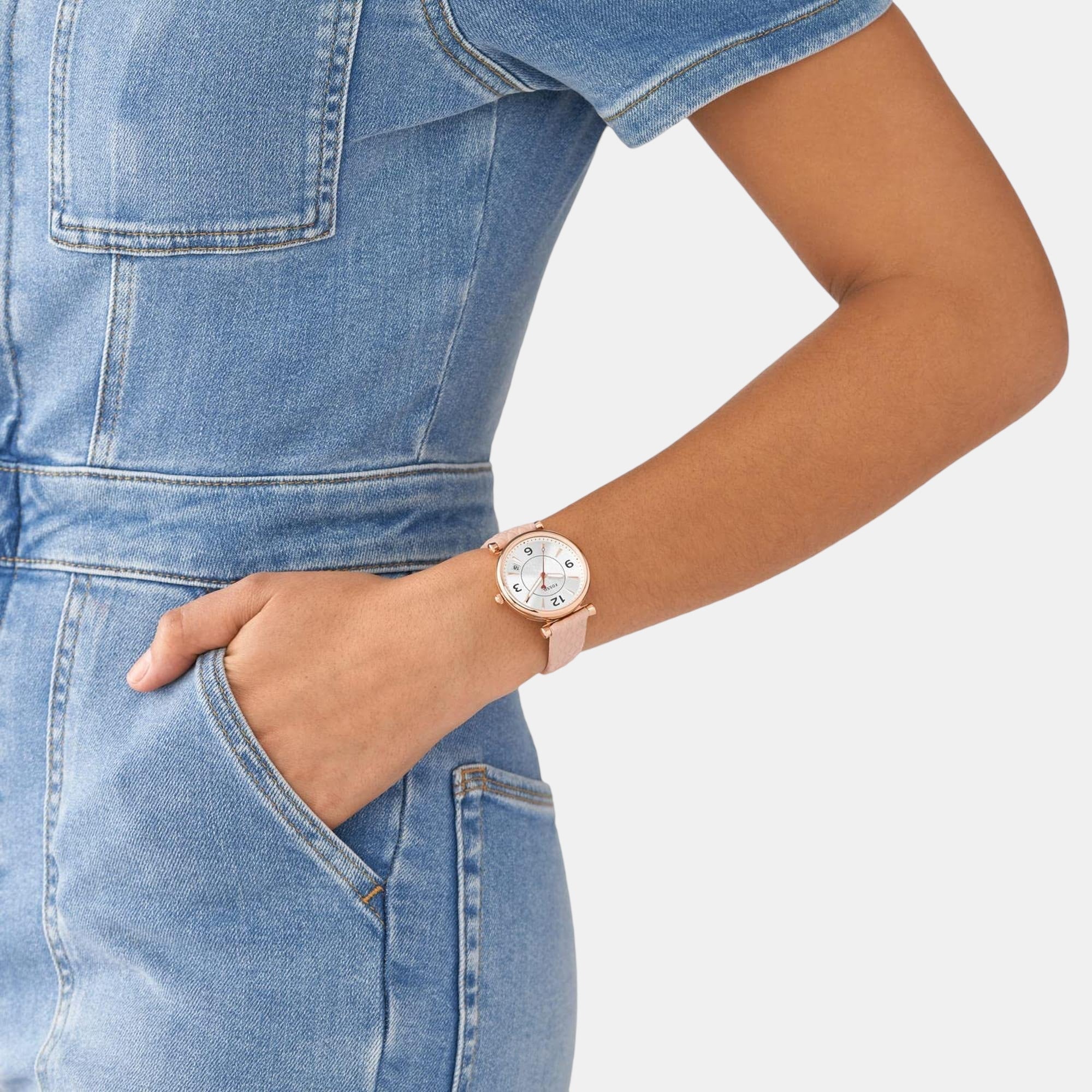 Fossil Carlie Women Quartz White Dial Analog Leather Watch ES5269 - view 4