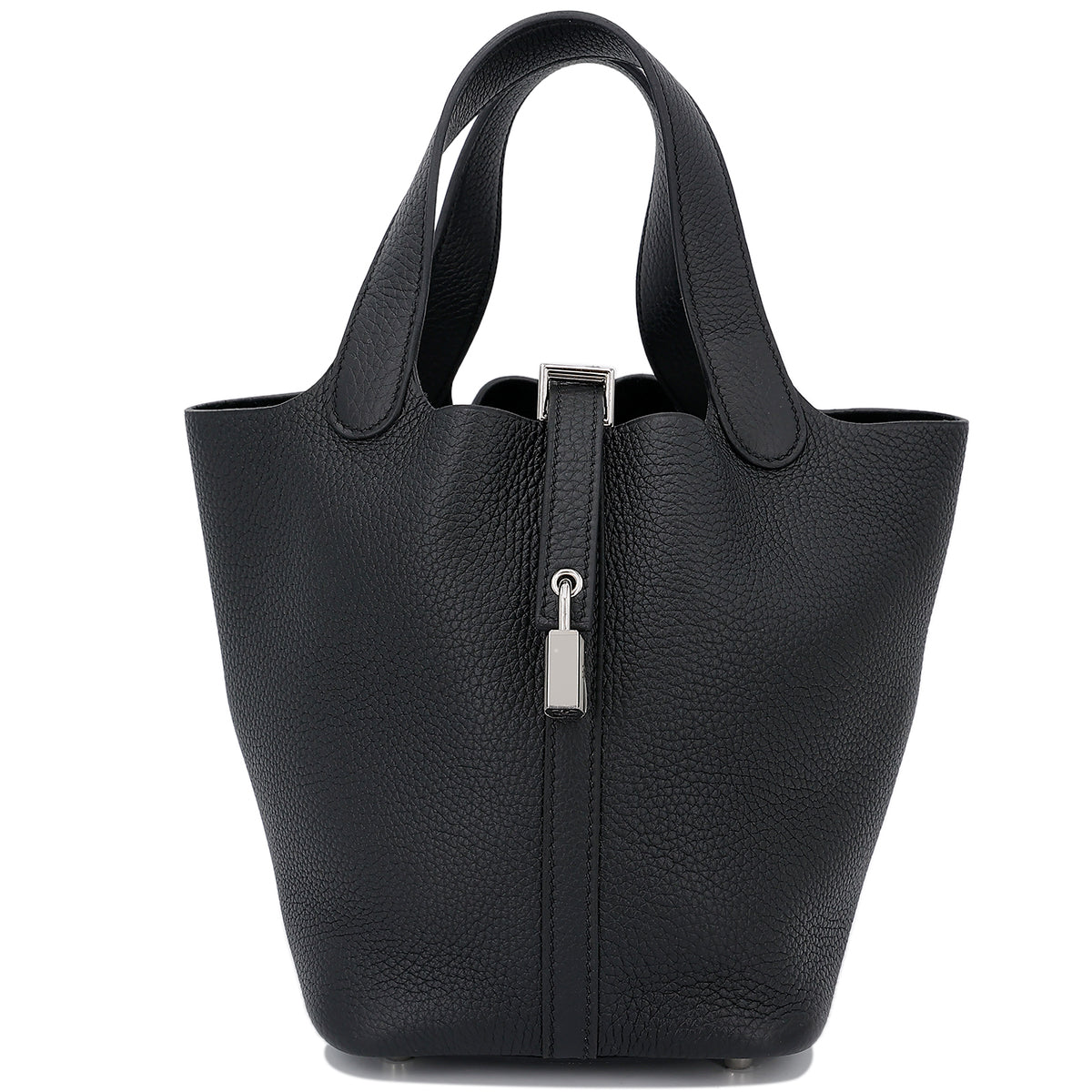 Cop Underdog HERMÈS Picotin Lock PM handbag in Black Clemence leather with Palladium hardware