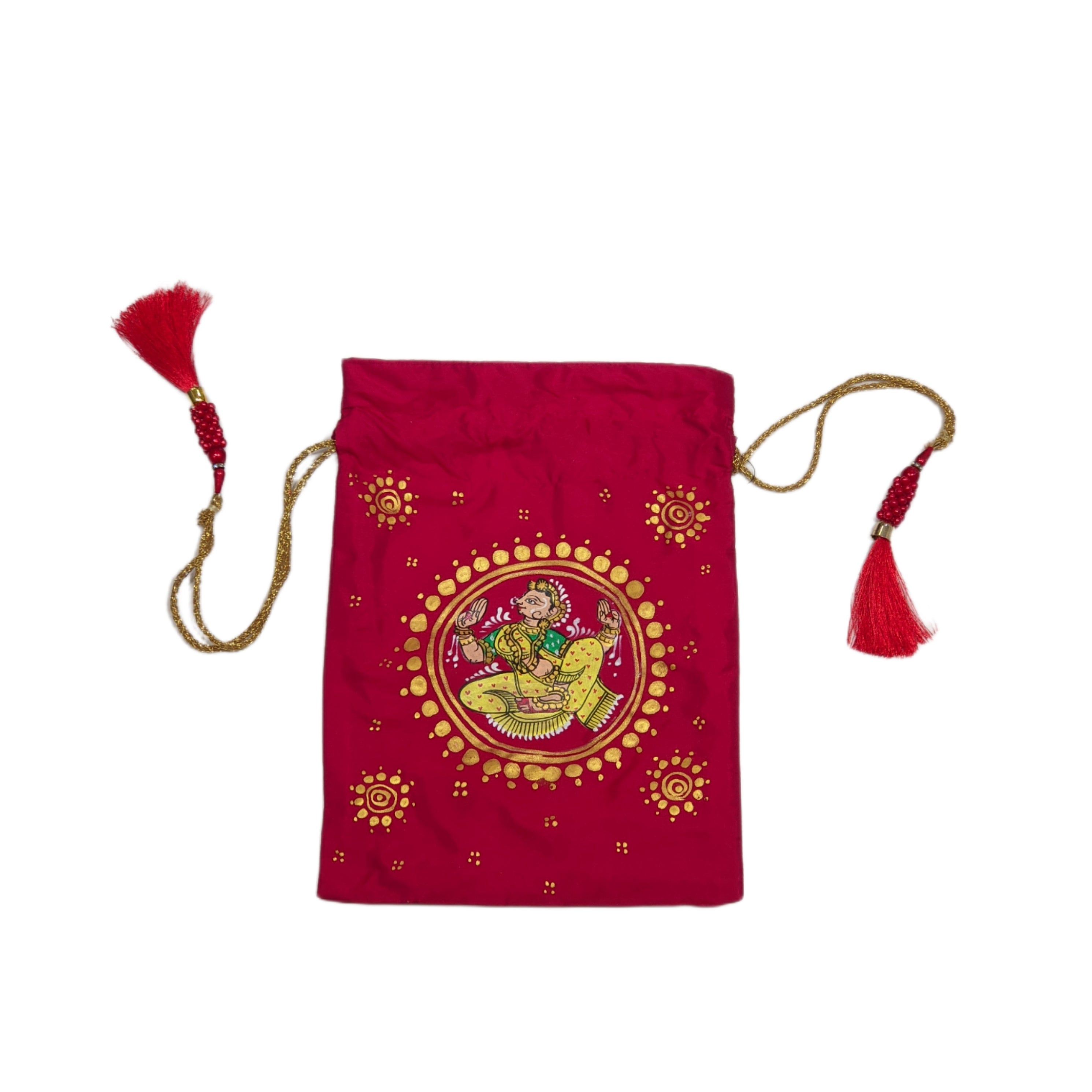 IndianVillèz Red Nartaki Pattachitra Potli Bag (Circle) - view 2