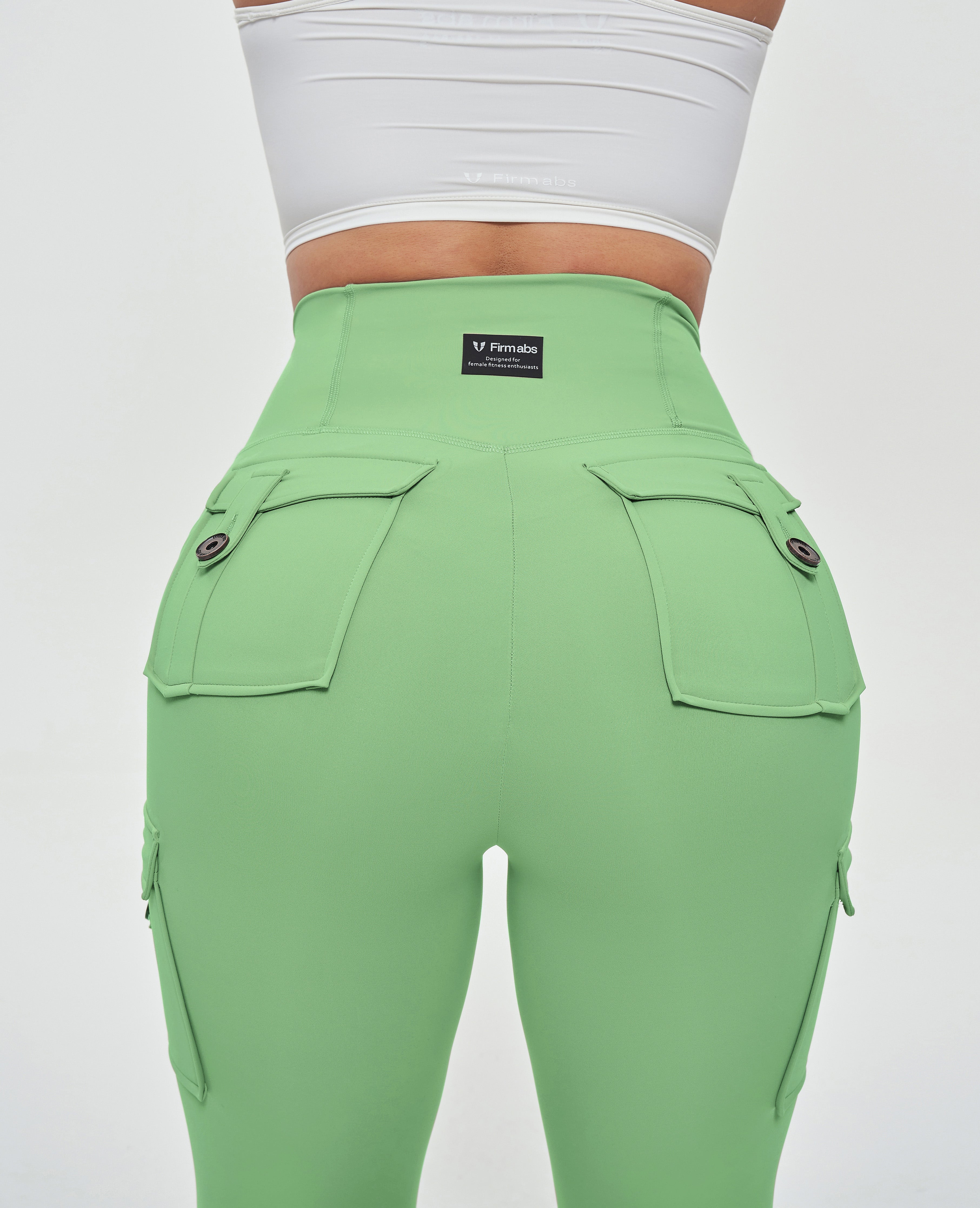 FIRM ABS High Waisted Cargo Leggings - Green - view 4