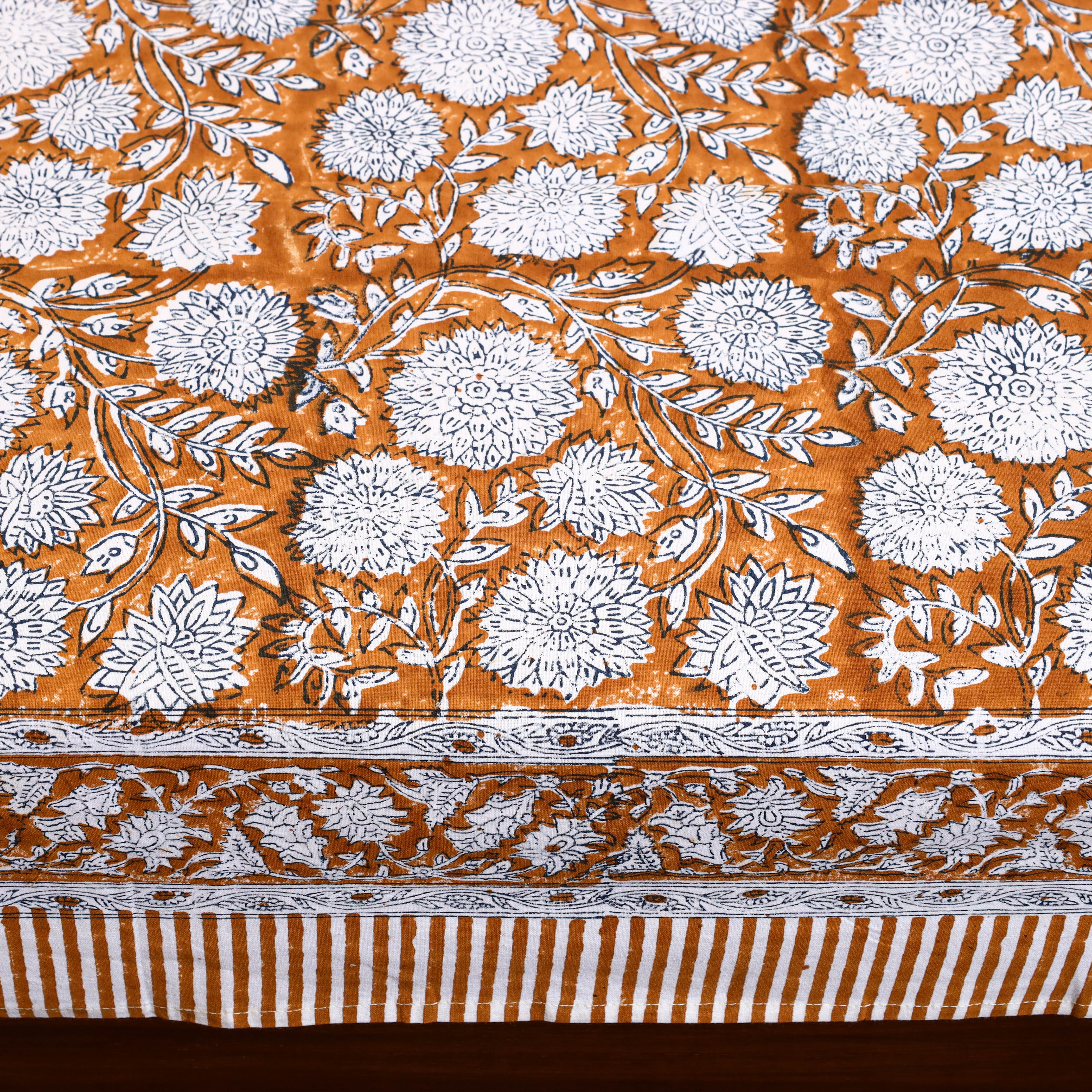 HAVELI CHRONICLES Brown - Block Print Cotton Single Sanganeri Bed Sheet 13 - view 3