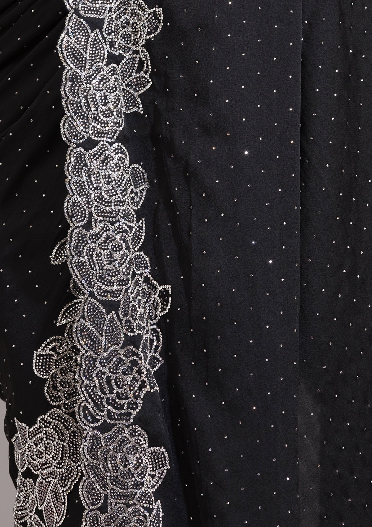Koskii Black Swarovski Satin Saree – Women's - view 10