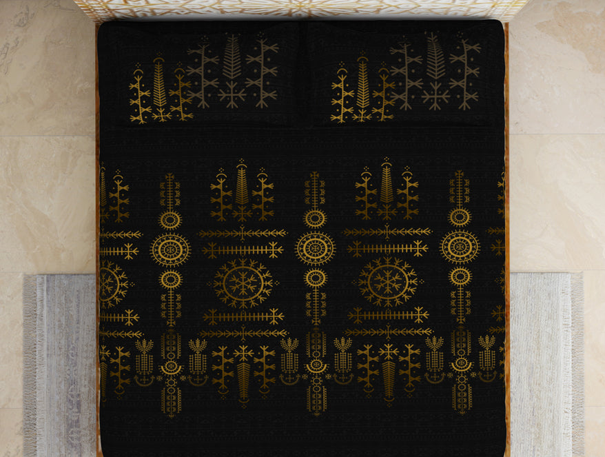 Spaces India Gond Ornate Dark Brown 100% Cotton King Size Bedsheet - Rangana by Spaces - view 4
