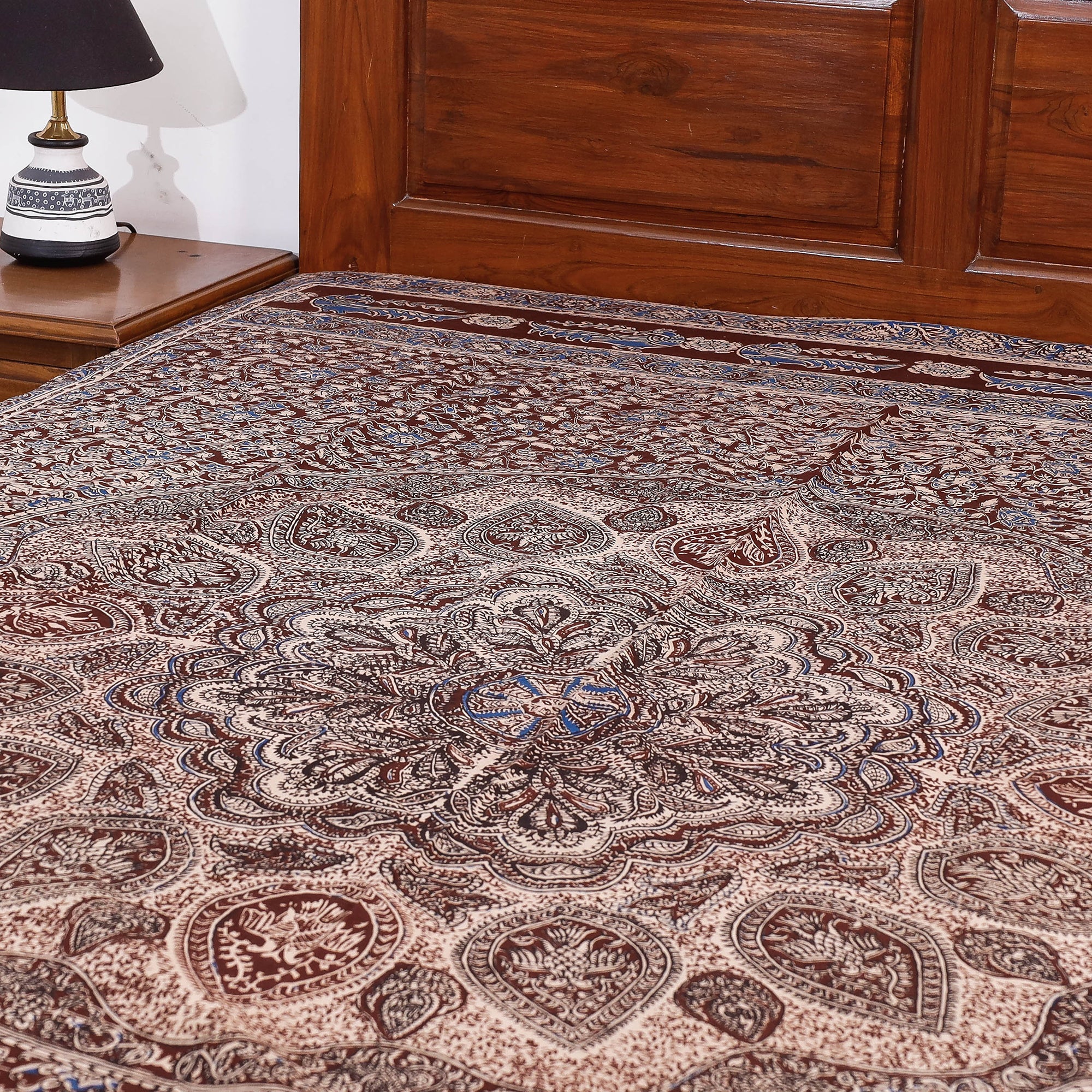 SOUTH KARGHA Brown - Kalamkari Block Printed Cotton Single Bed Cover (90 x 60 in) - view 2