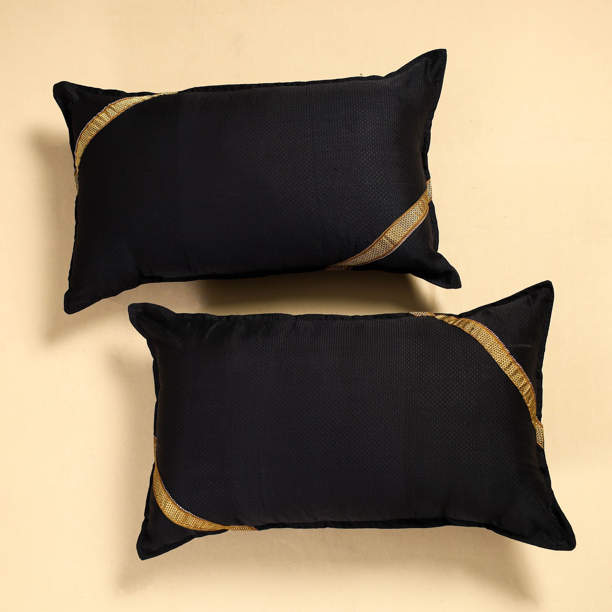 NOORI BAZAR Black - Khun Weave Cotton Pillow Covers (Set of 2)
