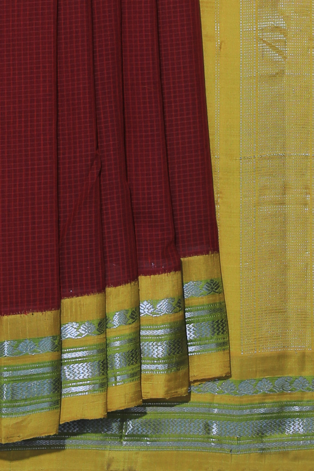 Kalanjali Gadwal Cotton Red Saree – Women's