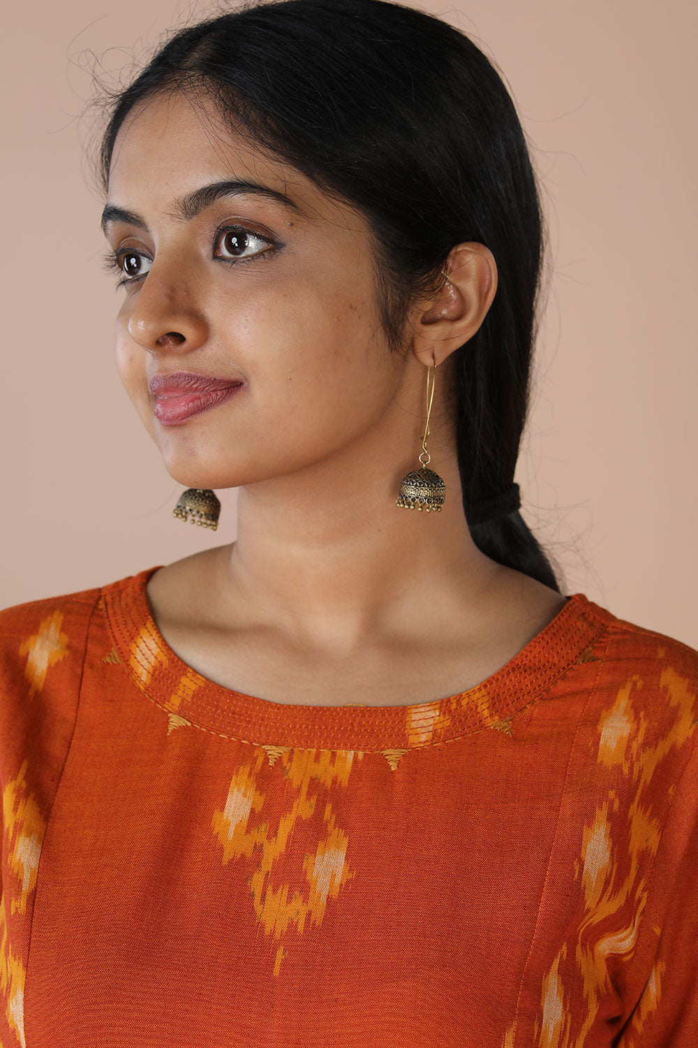 Kalanjali Ethnics Handwoven Ikat kurta – Orange - view 6