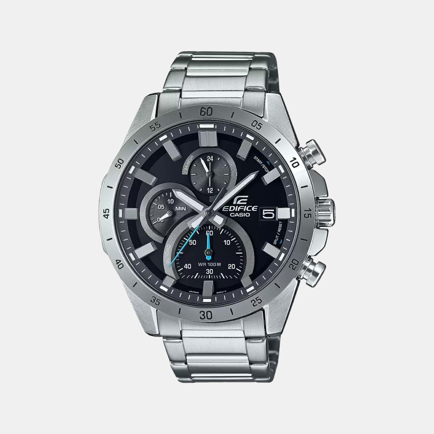 Casio Edifice Men Quartz Black Dial Chronograph Stainless Steel Watch ED512
