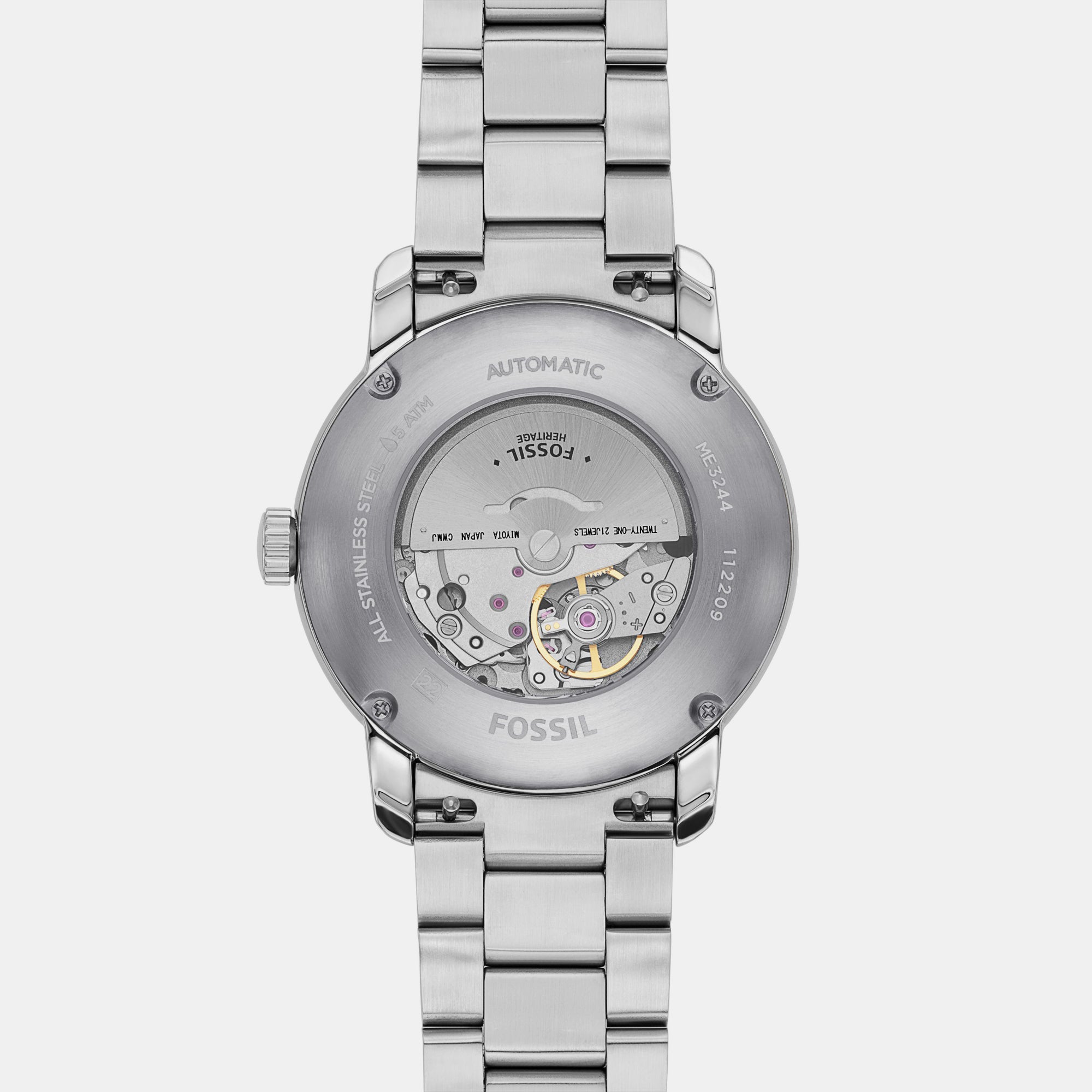 Fossil Heritage Men Automatic Blue Dial Analog Stainless Steel Watch ME3244 - view 8