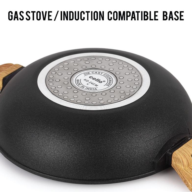 Cello Castello Die Cast Induction Base Kadai With Glass Lid - view 13