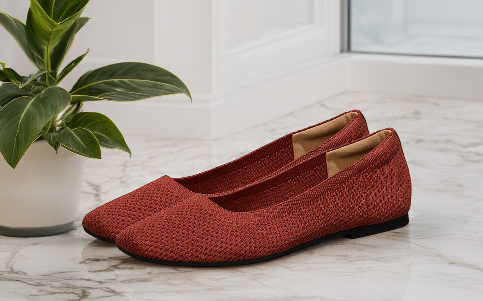 Neeman's Plush Square Flats : Burgundy - view 2