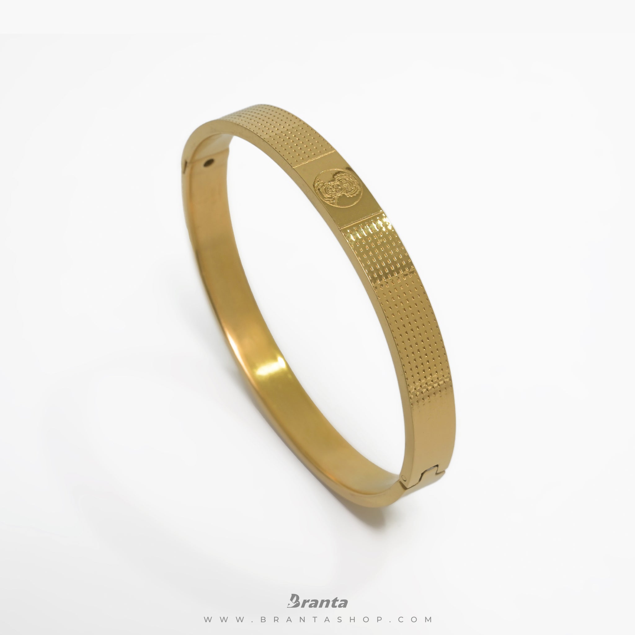 Branta Hanuman Men's Gold Bracelet With Dotted Pattern - view 2