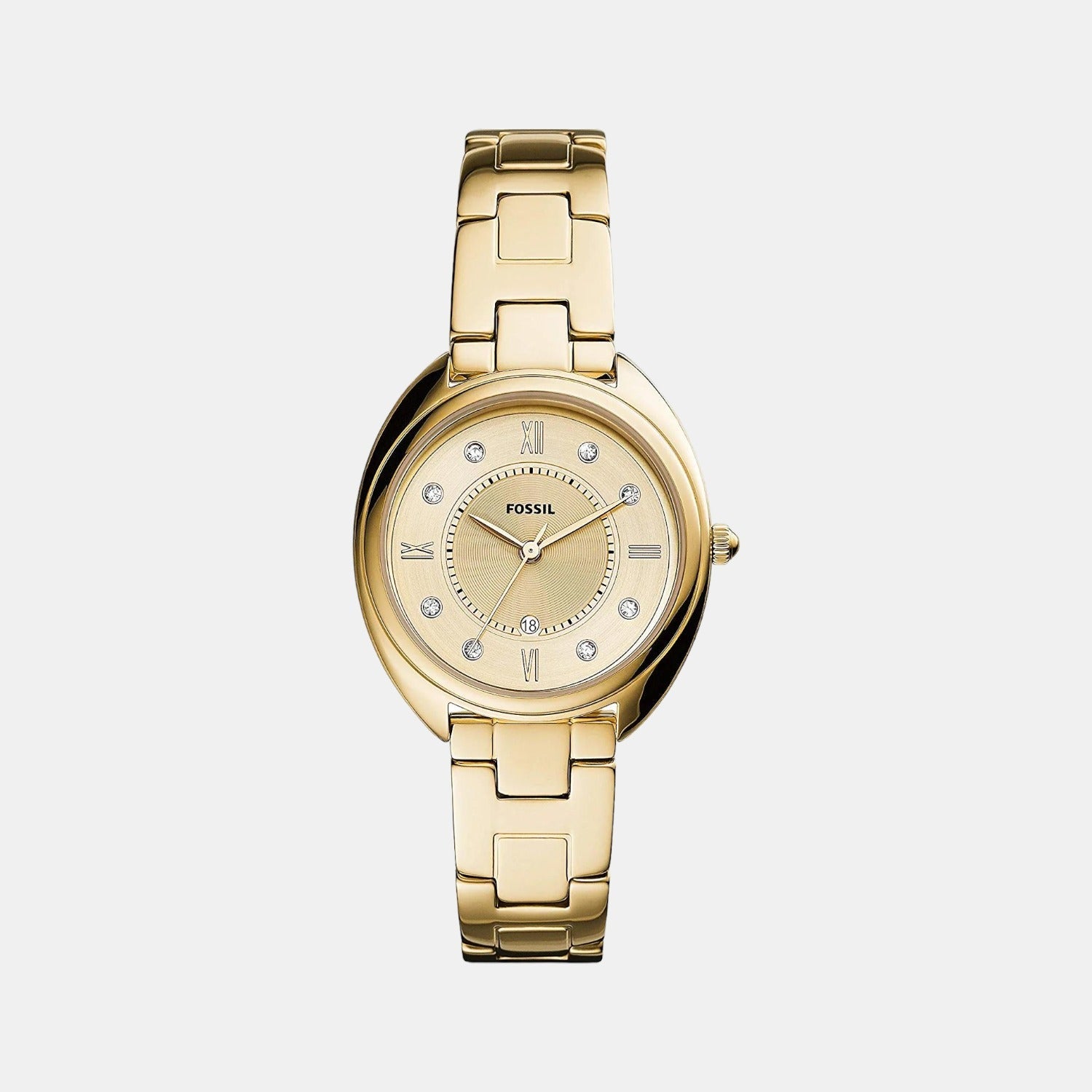 Fossil Gabby Women Quartz Gold Dial Analog Stainless Steel Watch ES5071