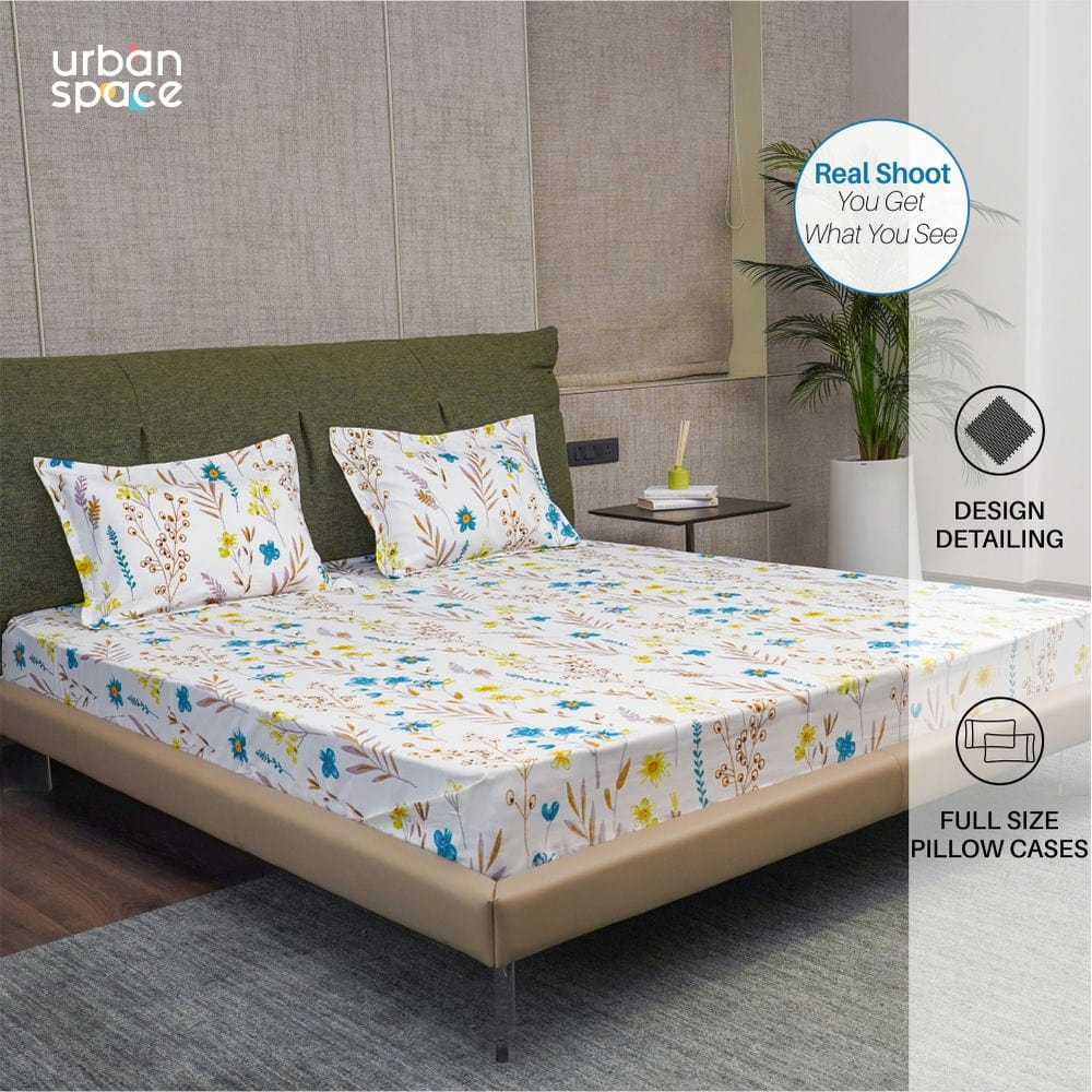 Urban Space -Home Furnishing Store Fitted King Size Cotton Bedsheet - France - Blue - view 4