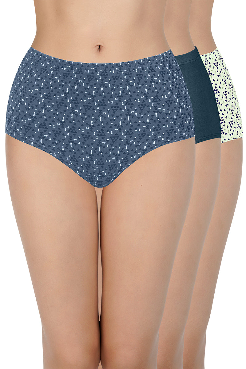 every de 100% Cotton Full Brief Panty Pack (Pack of 3) - D028 - Multi