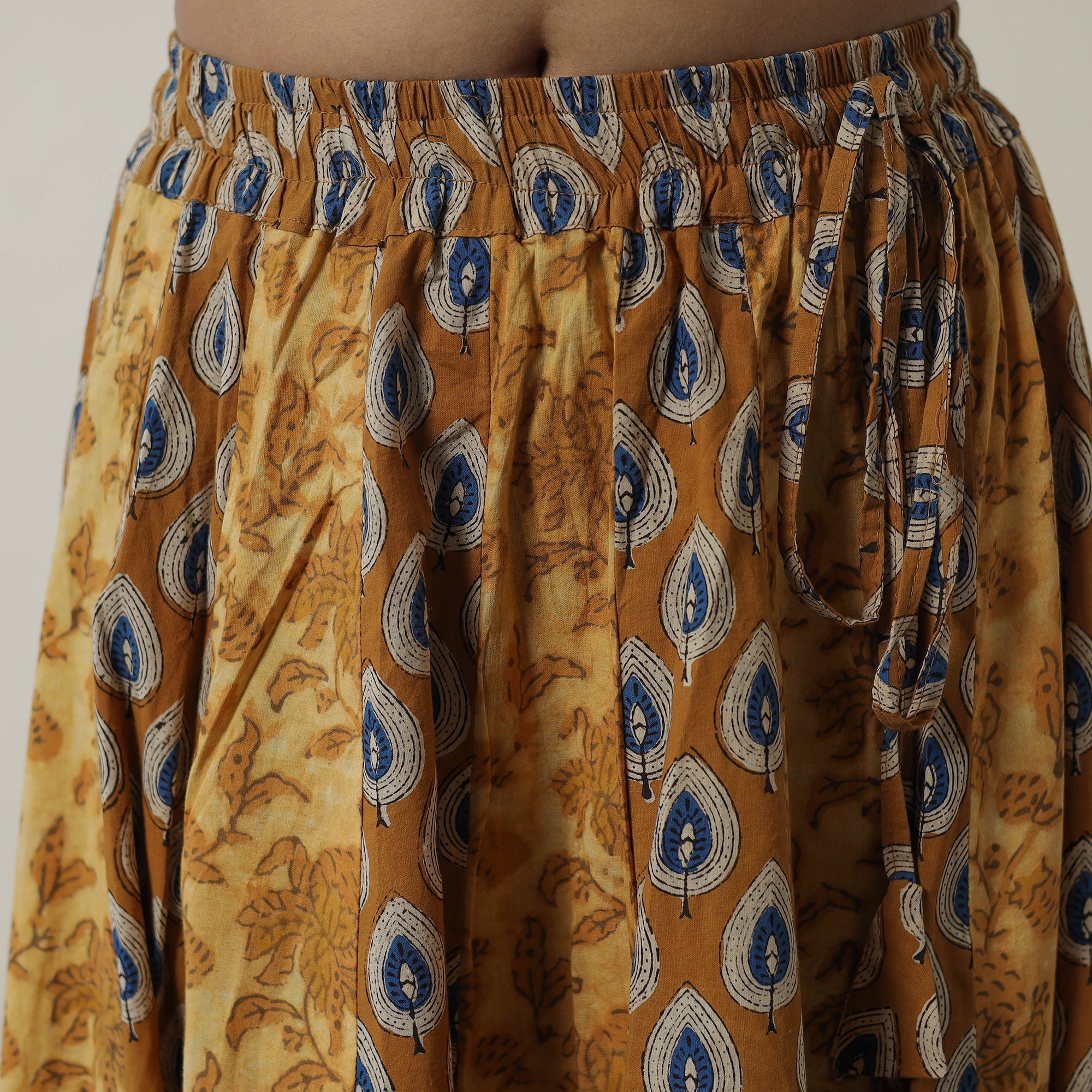NOORI BAZAR Brown - Bagru Block Printed 24 Kali Patchwork Cotton Long Skirt 31 - view 5
