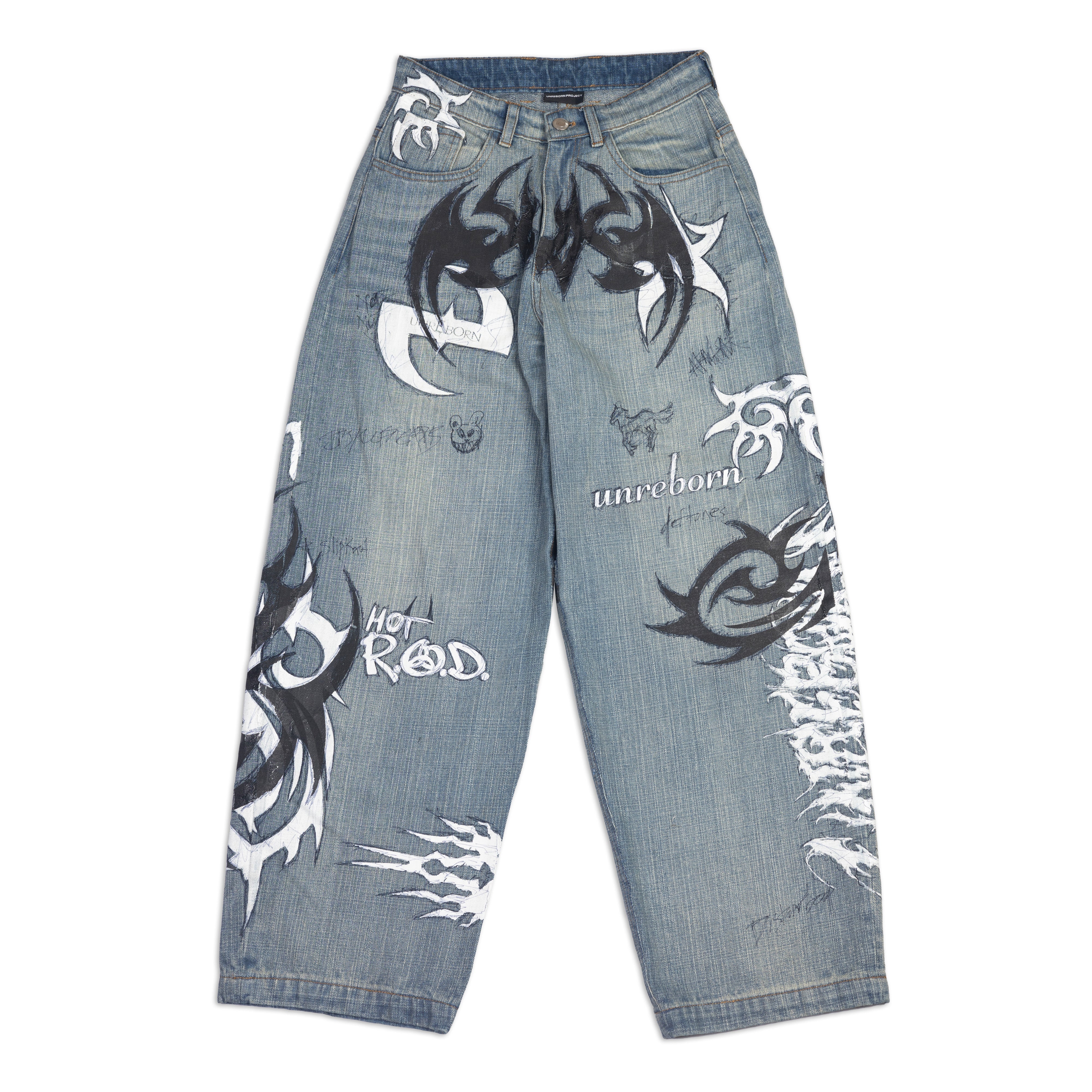 Unreborn Project Nu Metal Graffiti Jeans
