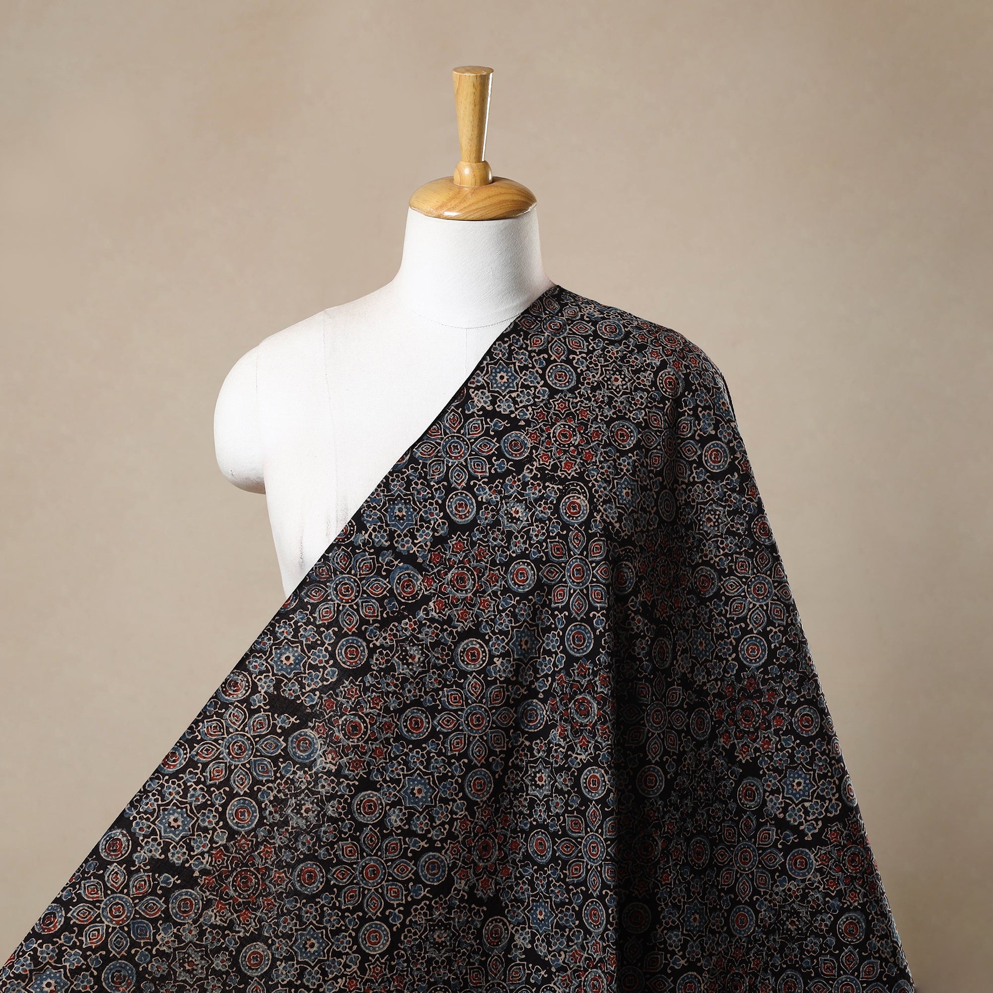 KACHCHH JI CHHAAP Black - Block Print Cotton Natural Dyed Ajrakh Fabric 30