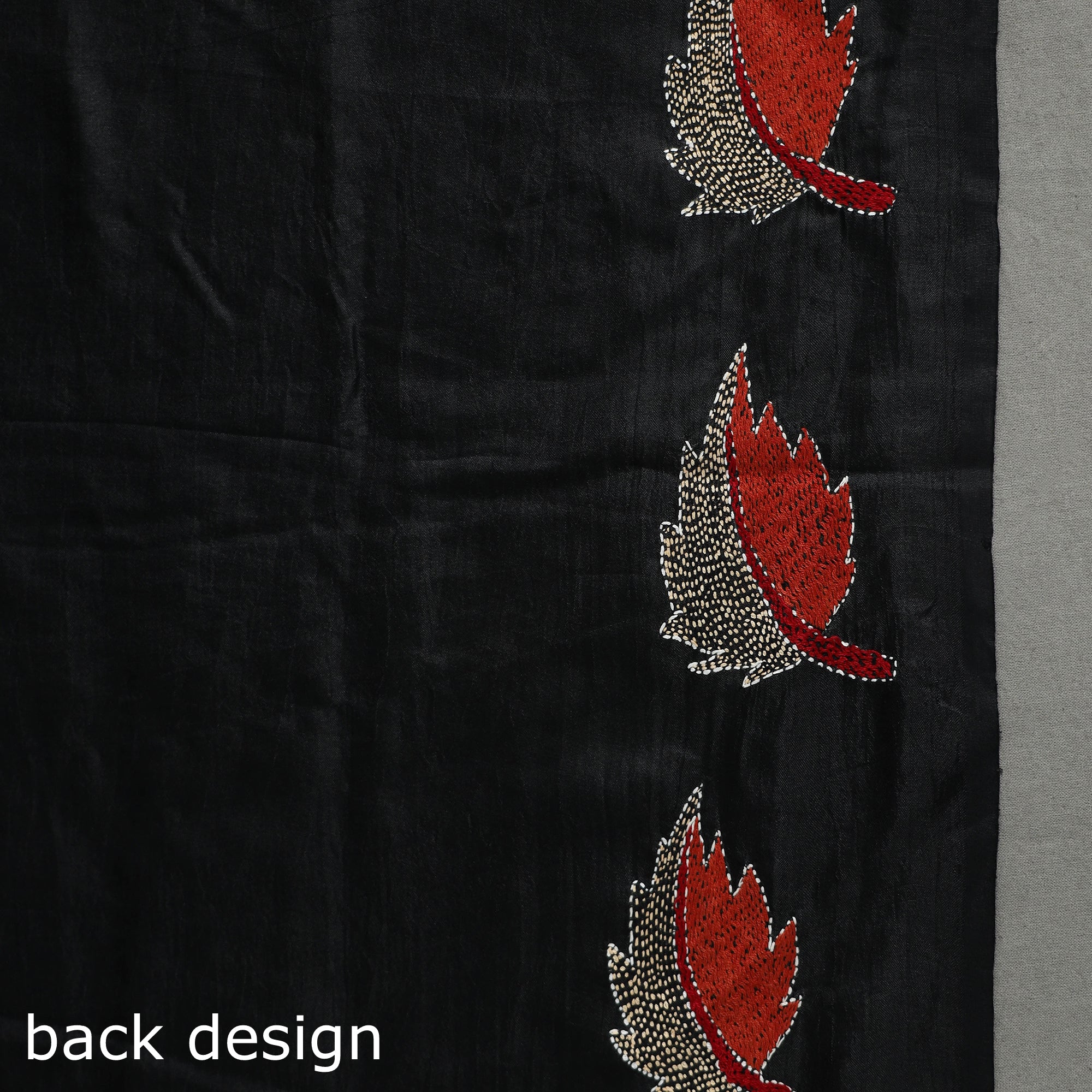 KHUSHBASH - HAPPY LOOM OF EAST Black - Bengal Kantha Embroidery Handloom Banarasi Silk Saree - view 6