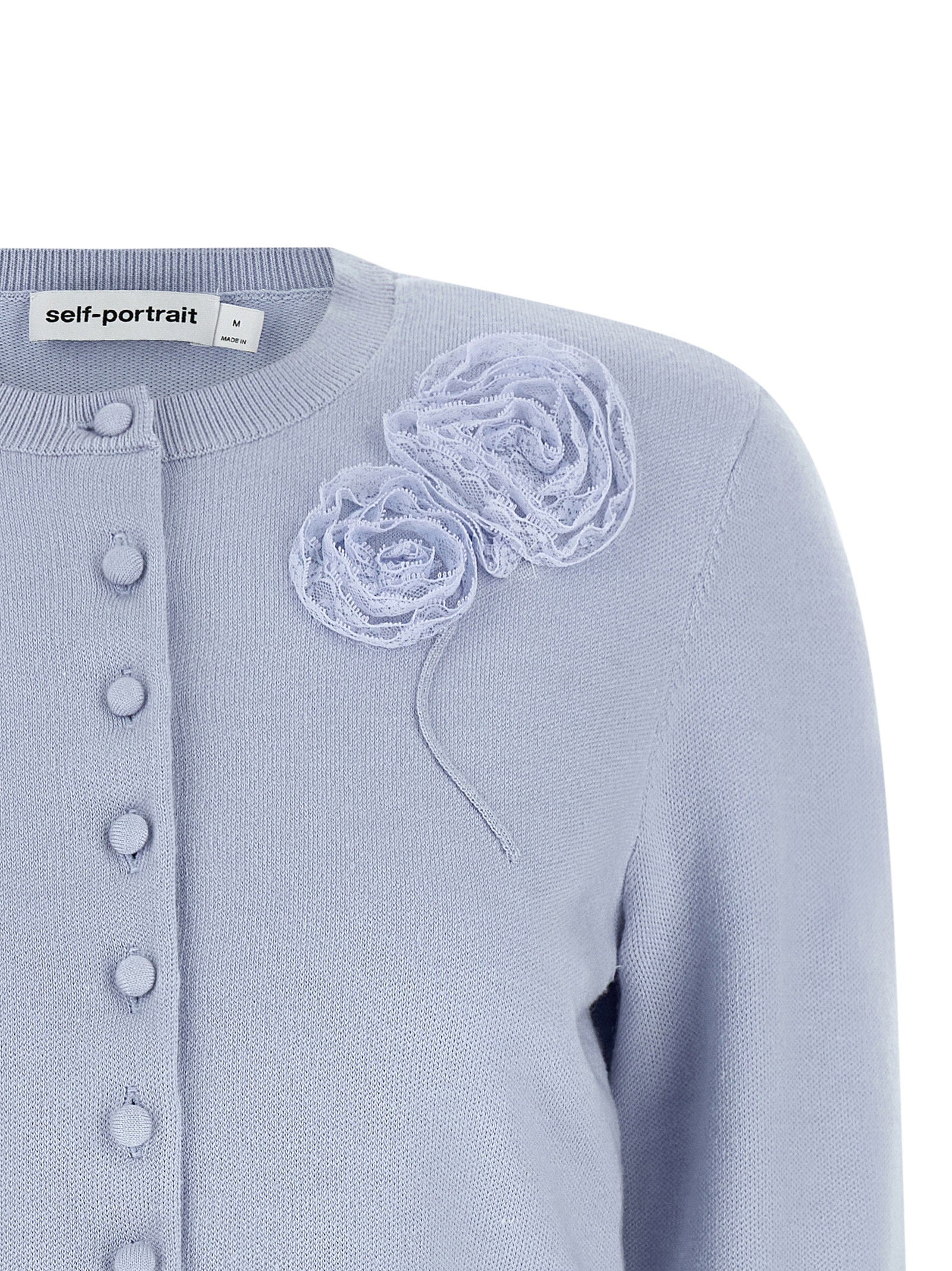 Self-Portrait Blue Flower Knit Cardigan - view 3