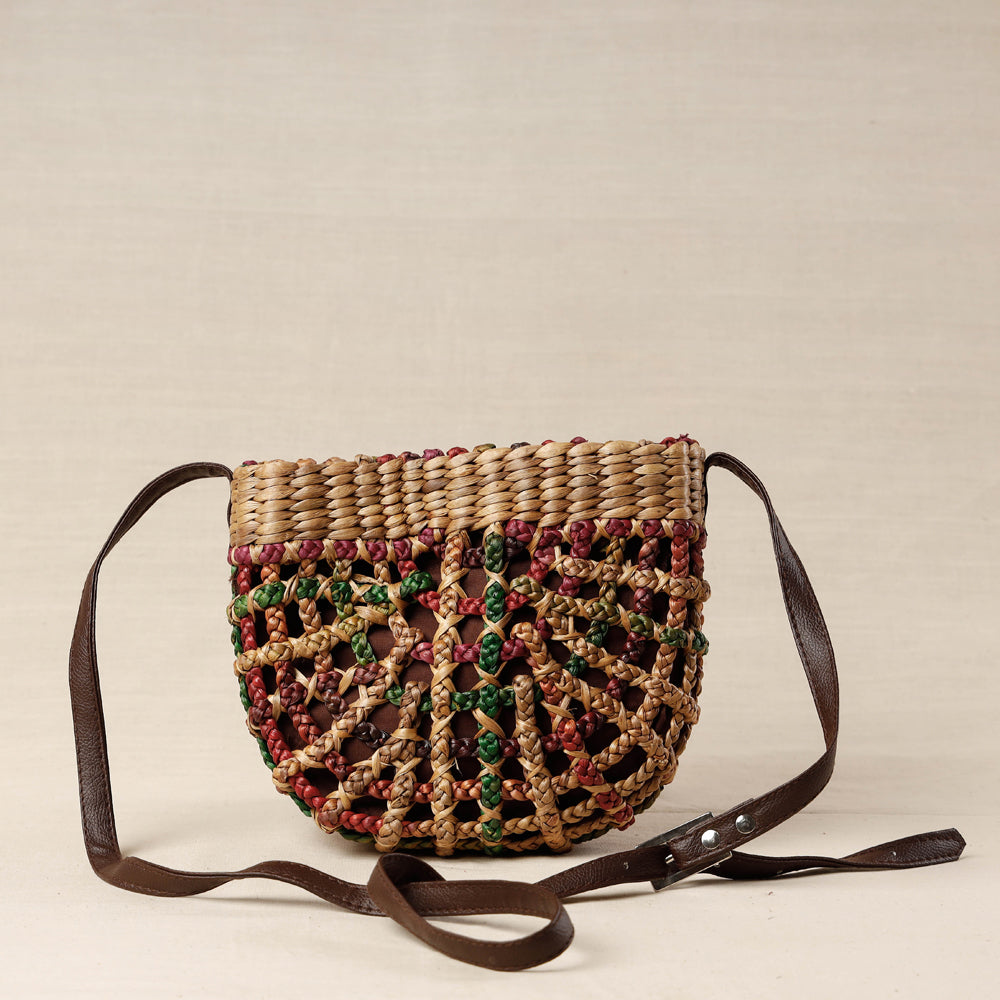 ITOKRI CRAFTS INITIATIVE Brown - Handmade Organic Water Hyacinth Sling Bag from Assam - view 2