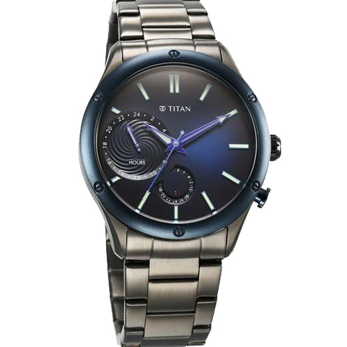 Titan Stellar Multifunction Blue Dial Grey Stainless Steel Strap Watch For Men 42.2mm NS10009KM01 - view 2