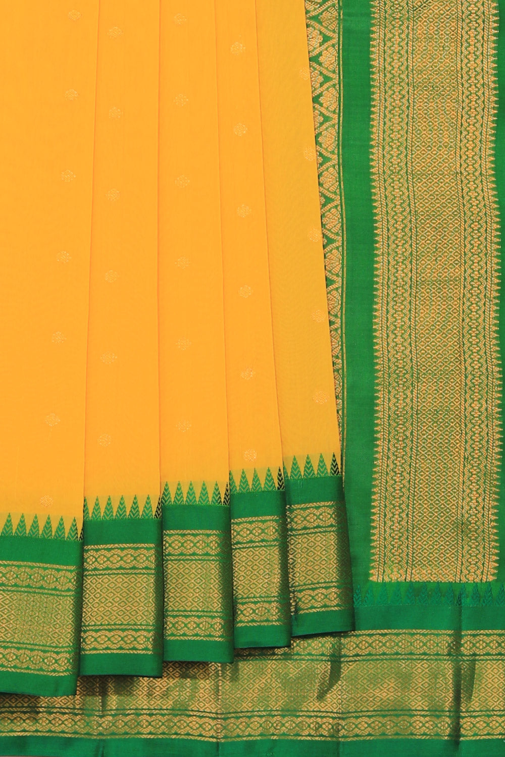 Kalanjali Gadwal Cotton Silk Yellow Saree – Women's