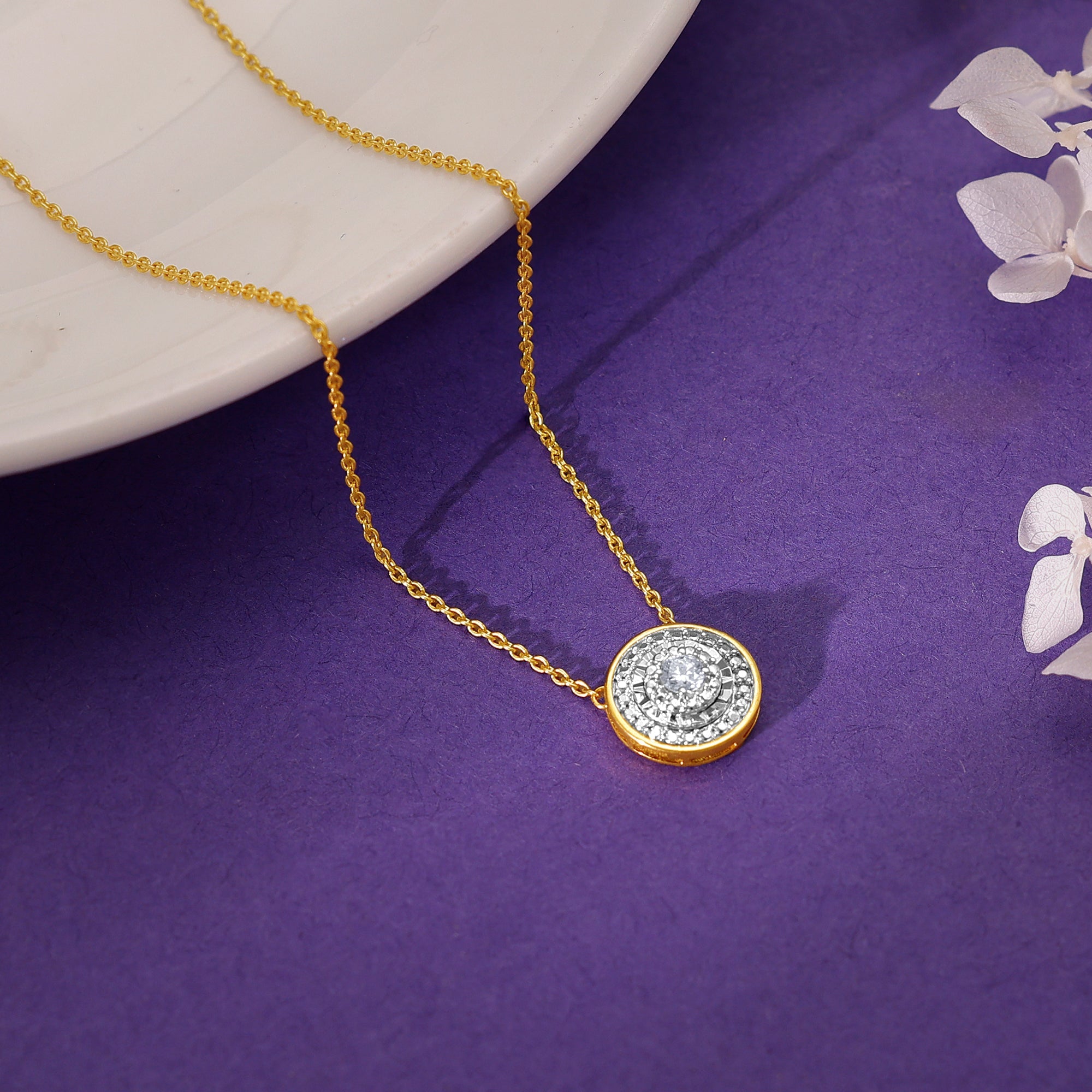 GIVA Jewellery Gold Gorgeous Cluster Diamond Necklace - view 2