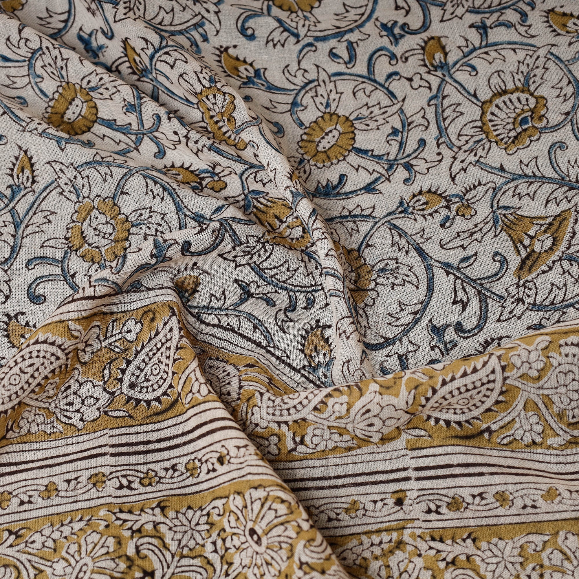 PITCHUKA SRINIVAS KALAMKARI PEDANA Beige - Original Pedana Kalamkari Block Printed Cotton Scarf - view 2