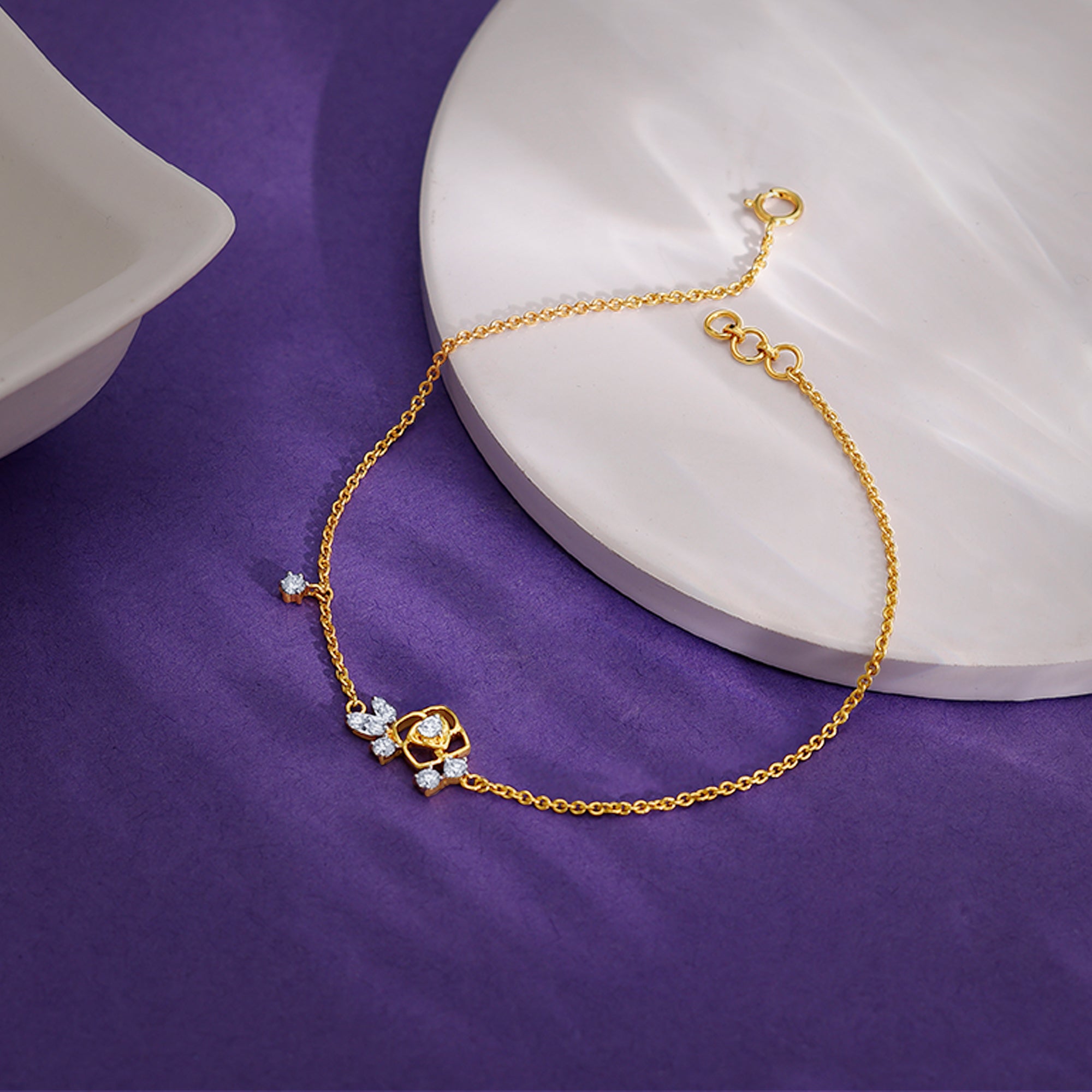 GIVA Jewellery Gold Floral Rhapsody Diamond Bracelet - view 2