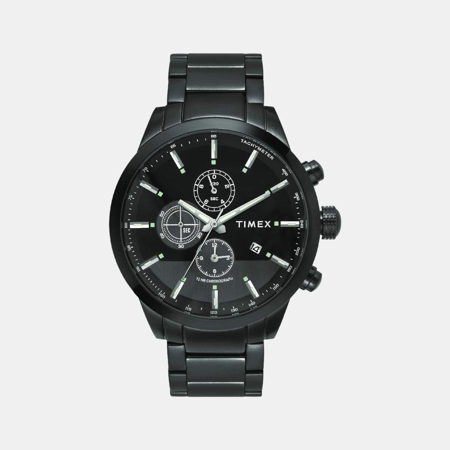 Timex E Class Men Quartz Black Dial Chronograph Stainless Steel Watch TWEG19401