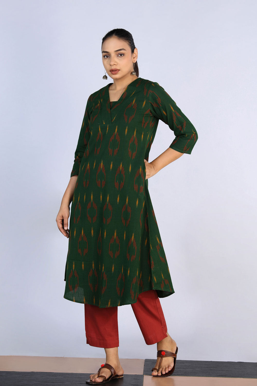 Kalanjali Ethnics Cotton Pochampally Ikat Kurti - view 2