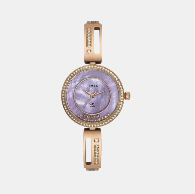 Timex Fria Women Quartz Purple Dial Analog Brass Watch TWEL16502