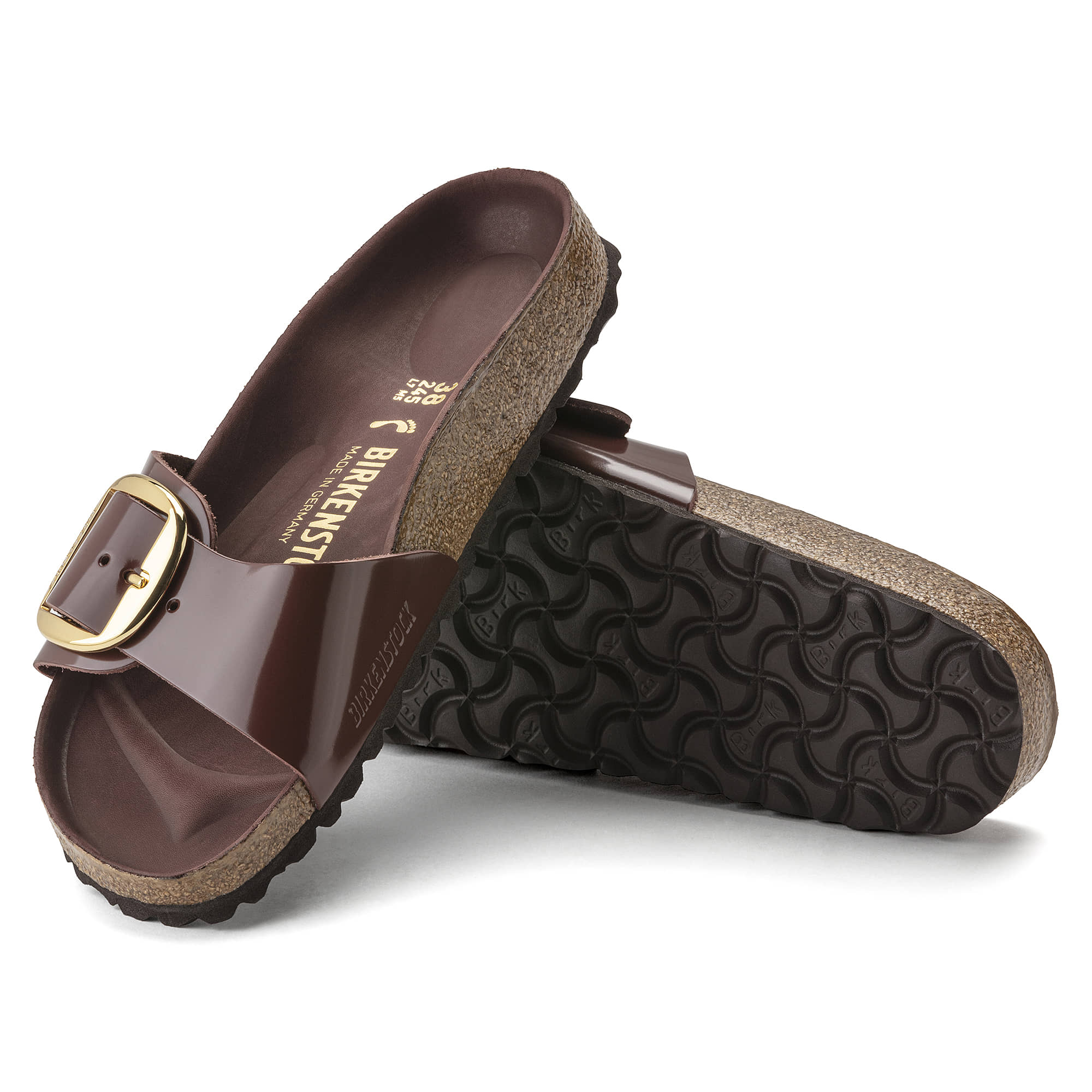 Birkenstock Madrid Big Buckle Natural Leather Patent