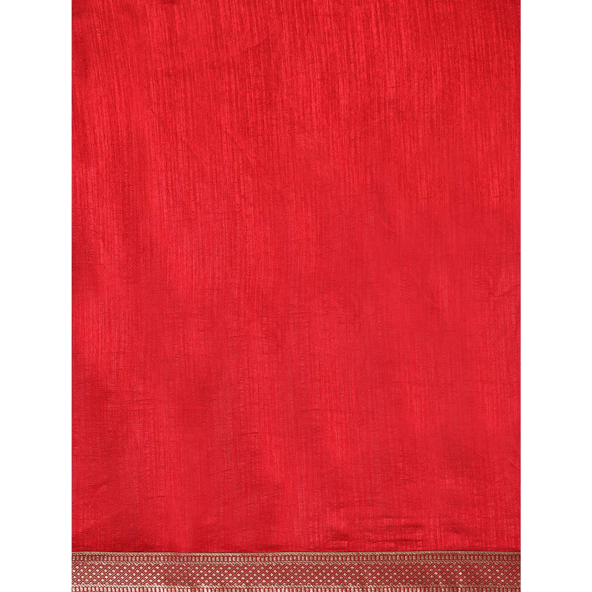 Peachmode Maroon Solid Vichitra Silk Saree With Fancy Zari Border - view 5