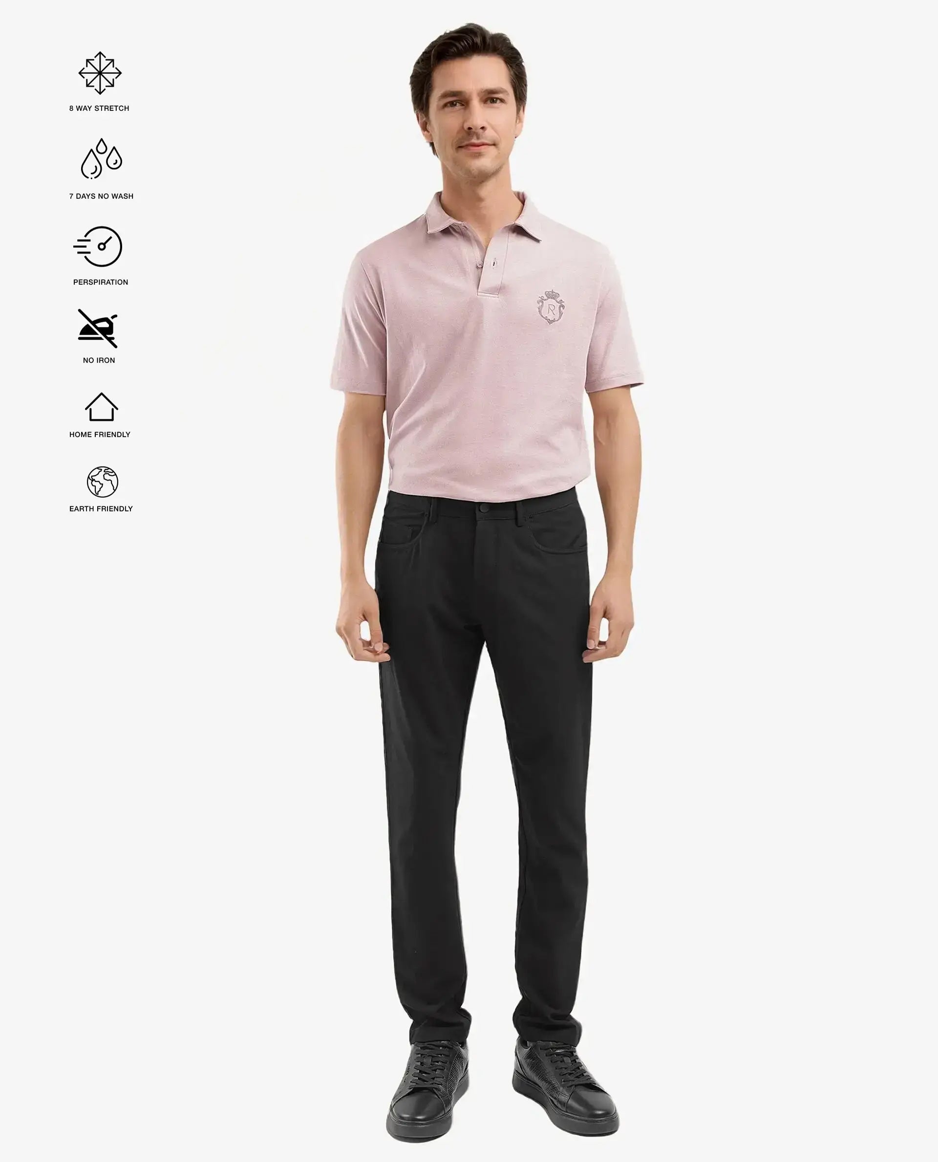 Rare Rabbit Men Fastro Black Button Closure Regular Fit Plain Trouser