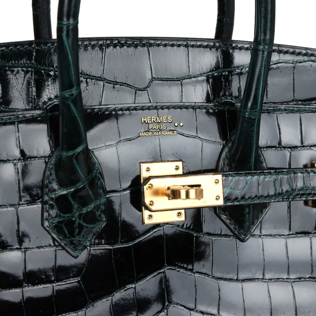 Cop Underdog Hermès Birkin 25 Vert Cypress Shiny Niloticus Crocodile Gold Hardware - view 5