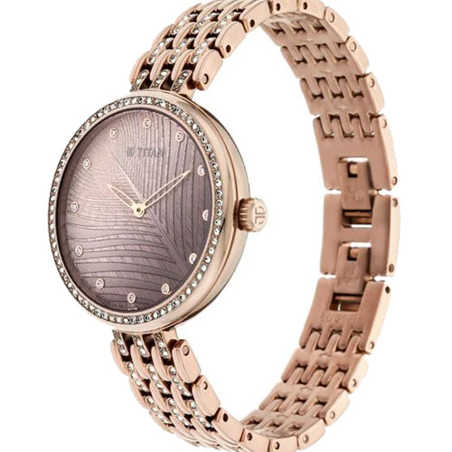 Titan Animalia Brown Dial Analog Stainless Steel Strap watch for Women 42.6mm NT95129QM01 - view 2