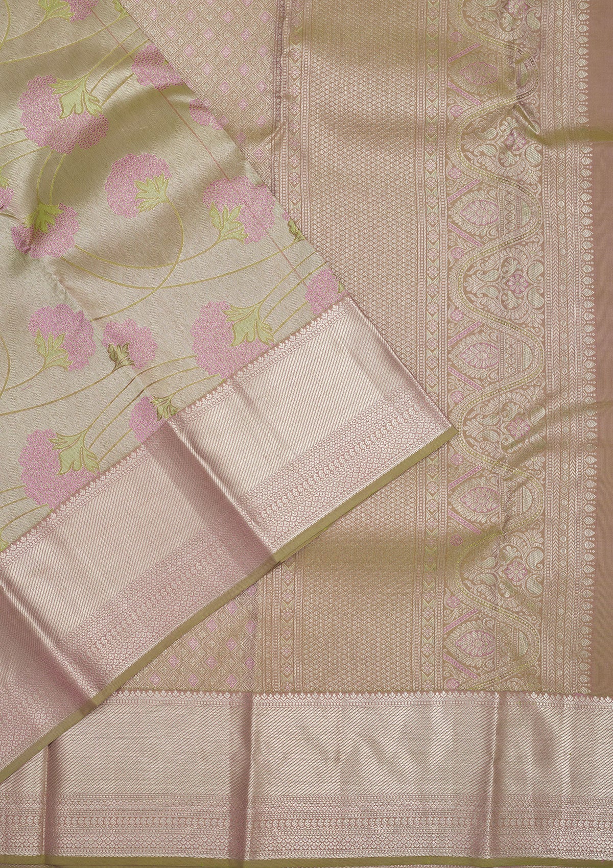 Koskii Pista Green Zariwork Pure Silk Saree – Women's - view 3