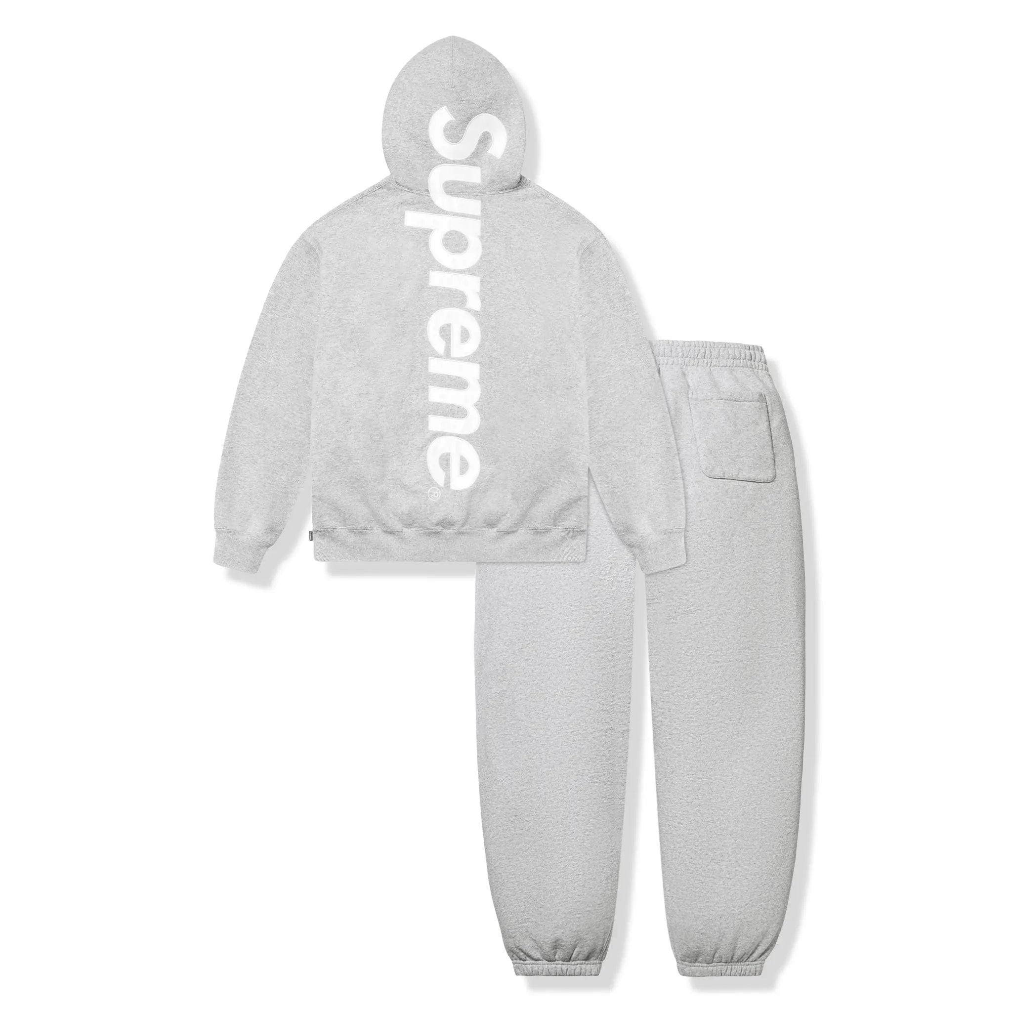 Supreme Satin Applique Heather Grey Hoodie & Sweatpants (FW25) - view 2
