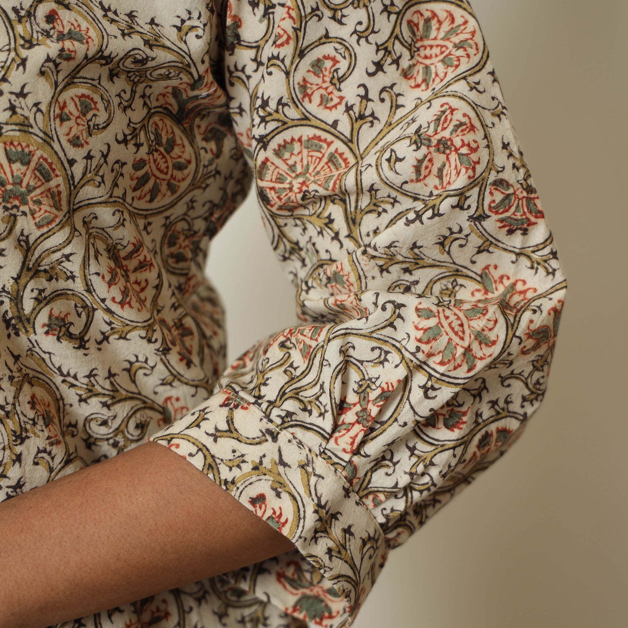 ITOKRI CASUALS Beige - Pedana Kalamkari Hand Block Printed Cotton Straight Kurta 04 - view 6