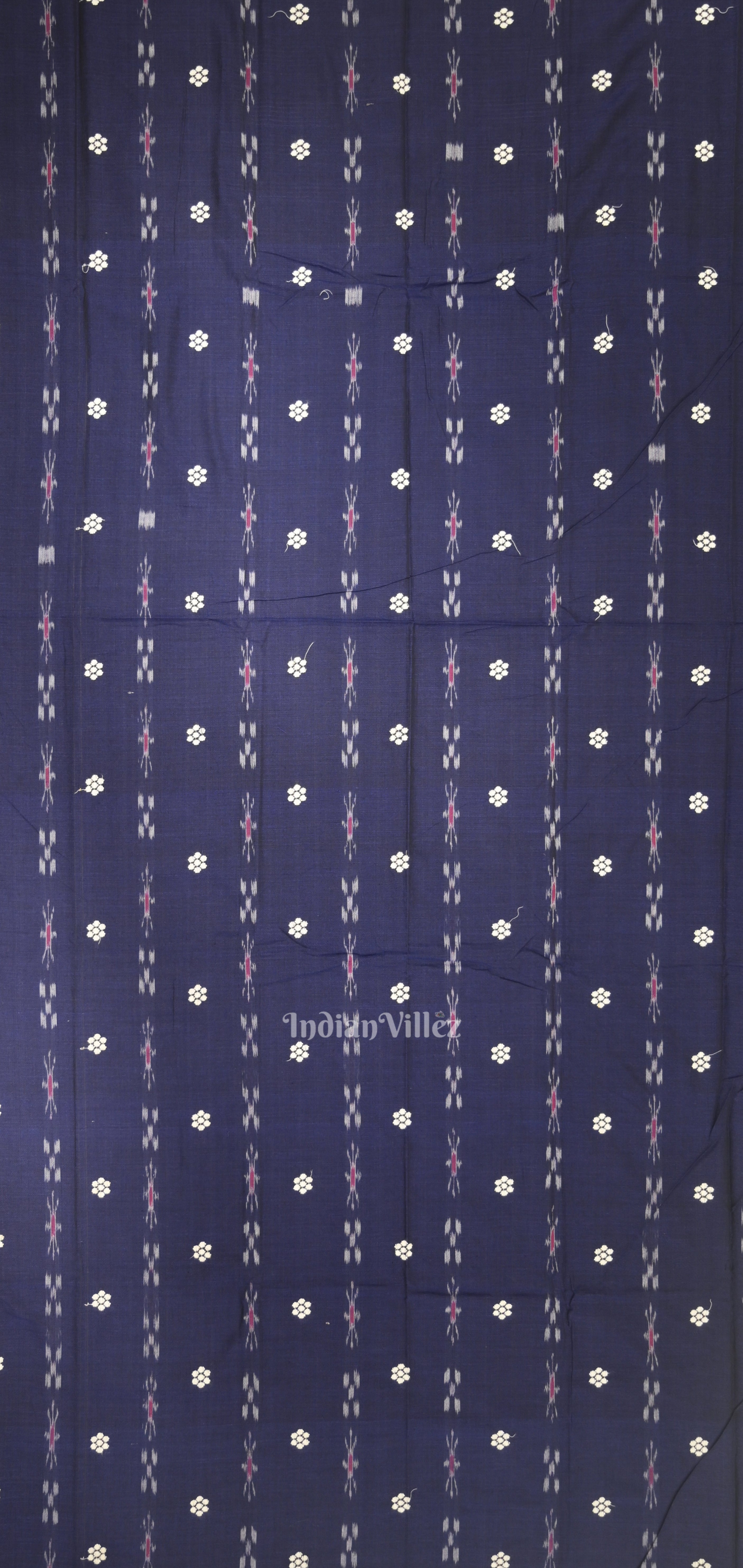 IndianVillèz Navy Blue White Flower Buti Odisha Ikat Sambalpuri Dress Set & Dupatta - view 2