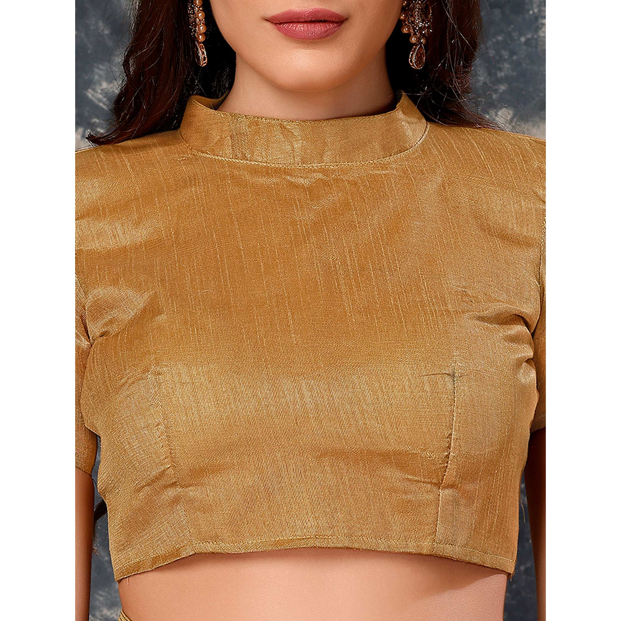 Peachmode Chikoo Zari Printed Cotton Silk Saree Lace Border - view 8