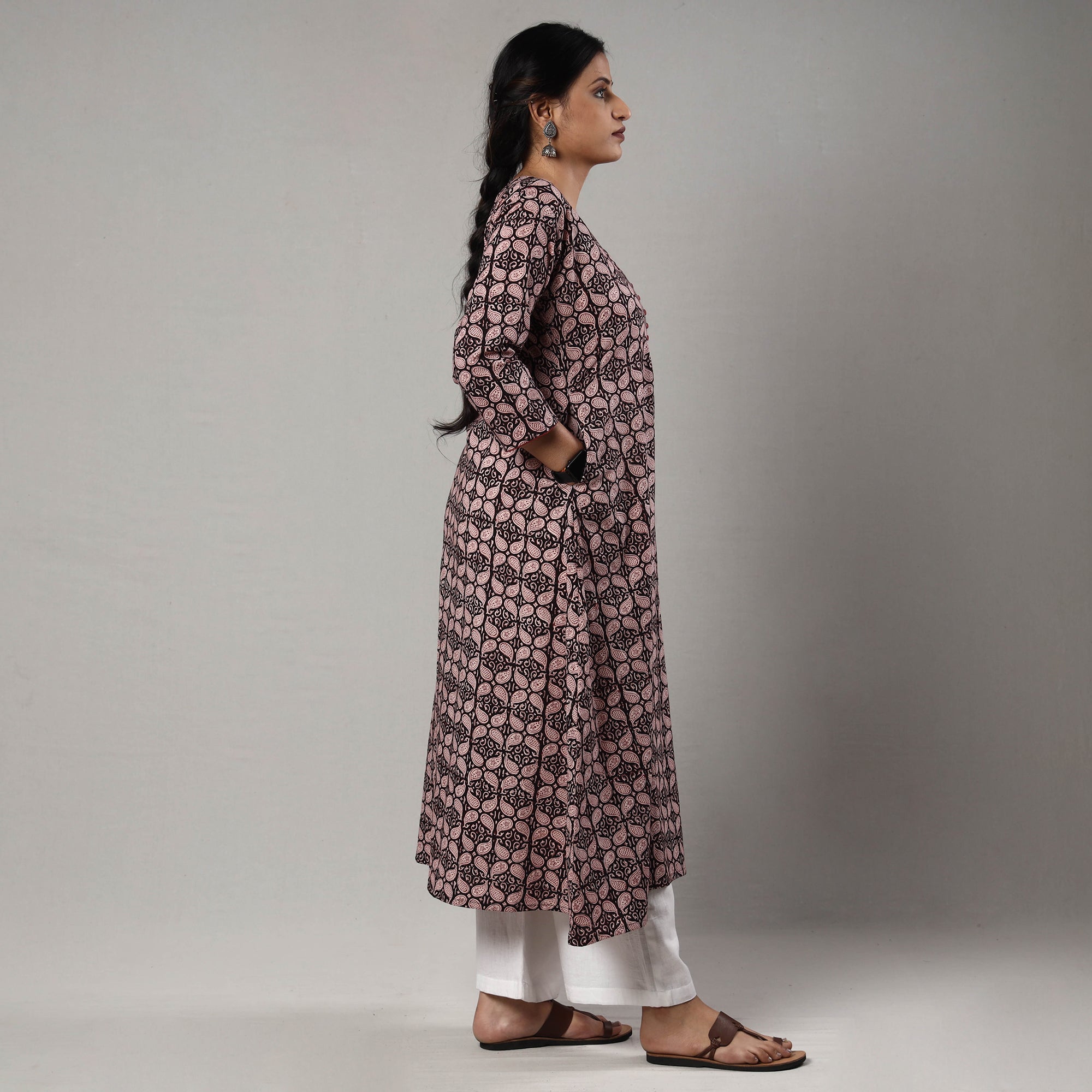 ITOKRI CASUALS Black - Block Print Cotton A-Line Bagh Kurta - view 5