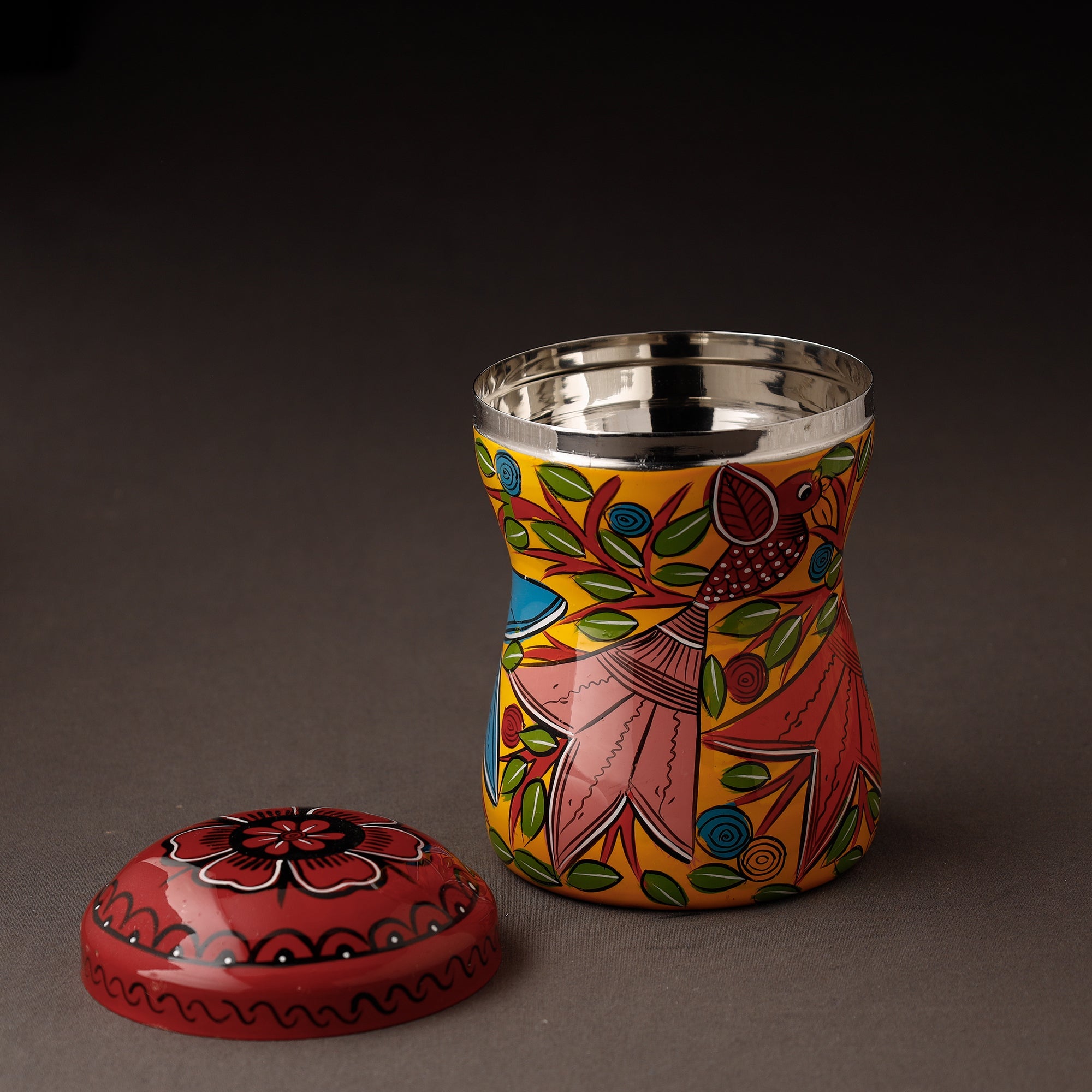AAYAAS Bengal Patua Handpainted Stainless Steel Multi Utility Container - view 2