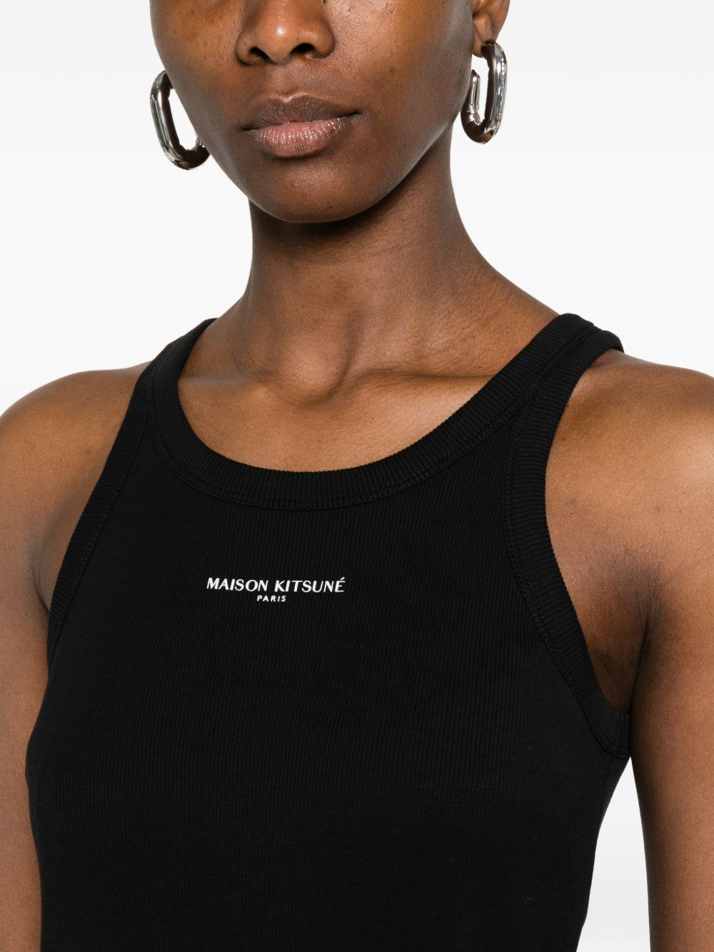 Maison Kitsuné Maison KitsunÃ© Logo ribbed tank dress - view 2